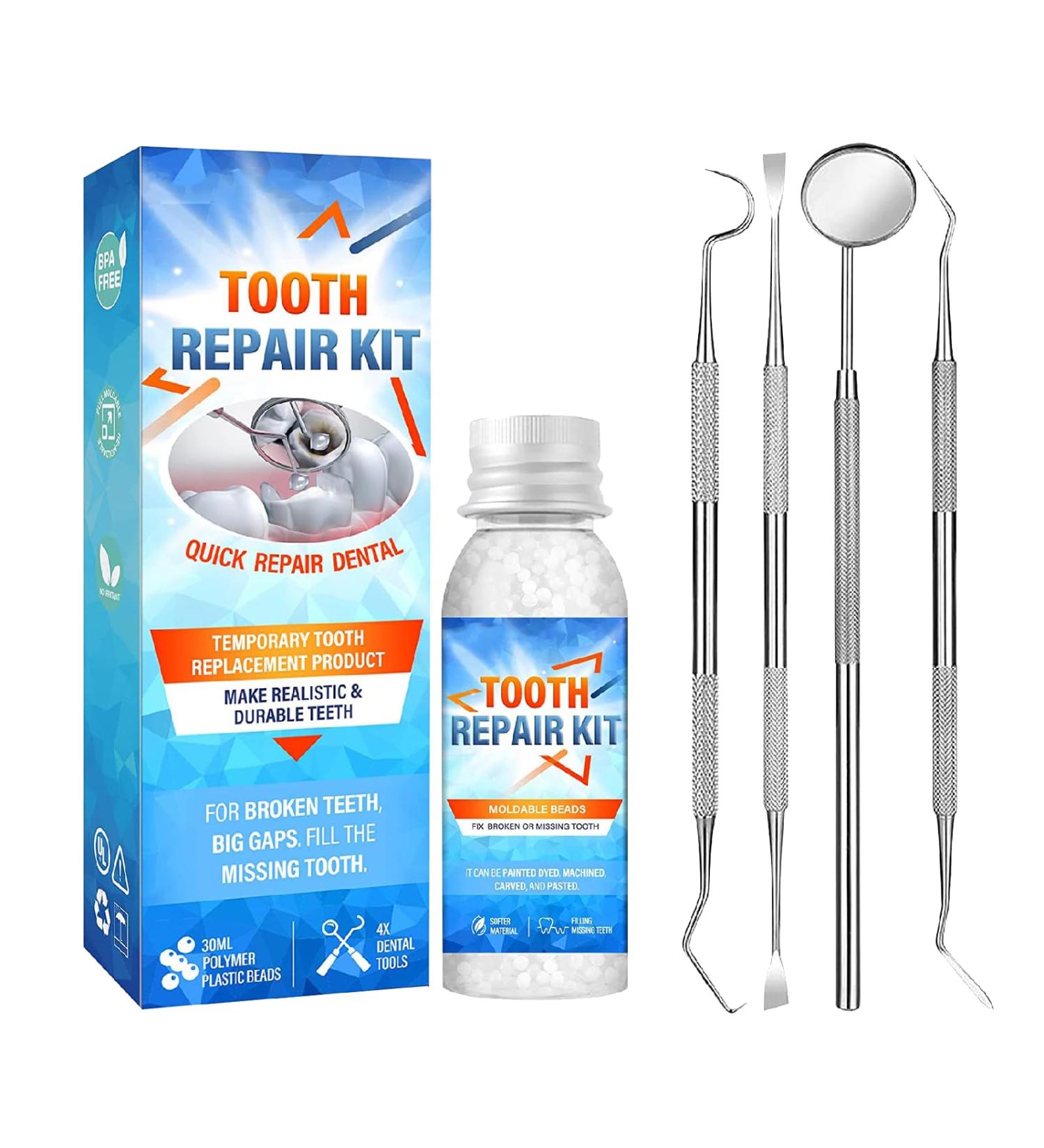 Tooth Repair Granules Kit | DIY Temporary Dental Repair for Missing & Broken Teeth | Instant Denture Prothesis & Dental Glue - Buy Online on GoSupps.com