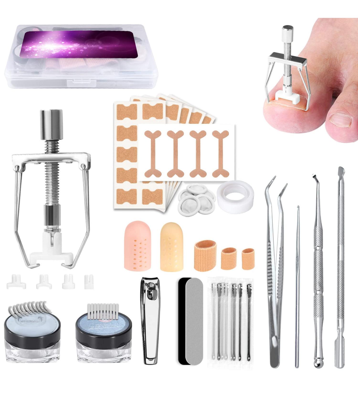 Professional Ingrown Toenail Treatment Kit - Includes Corrector Tool, Nail Lifter, Retainers, Patches, Strips - Buy Online on GoSupps.com