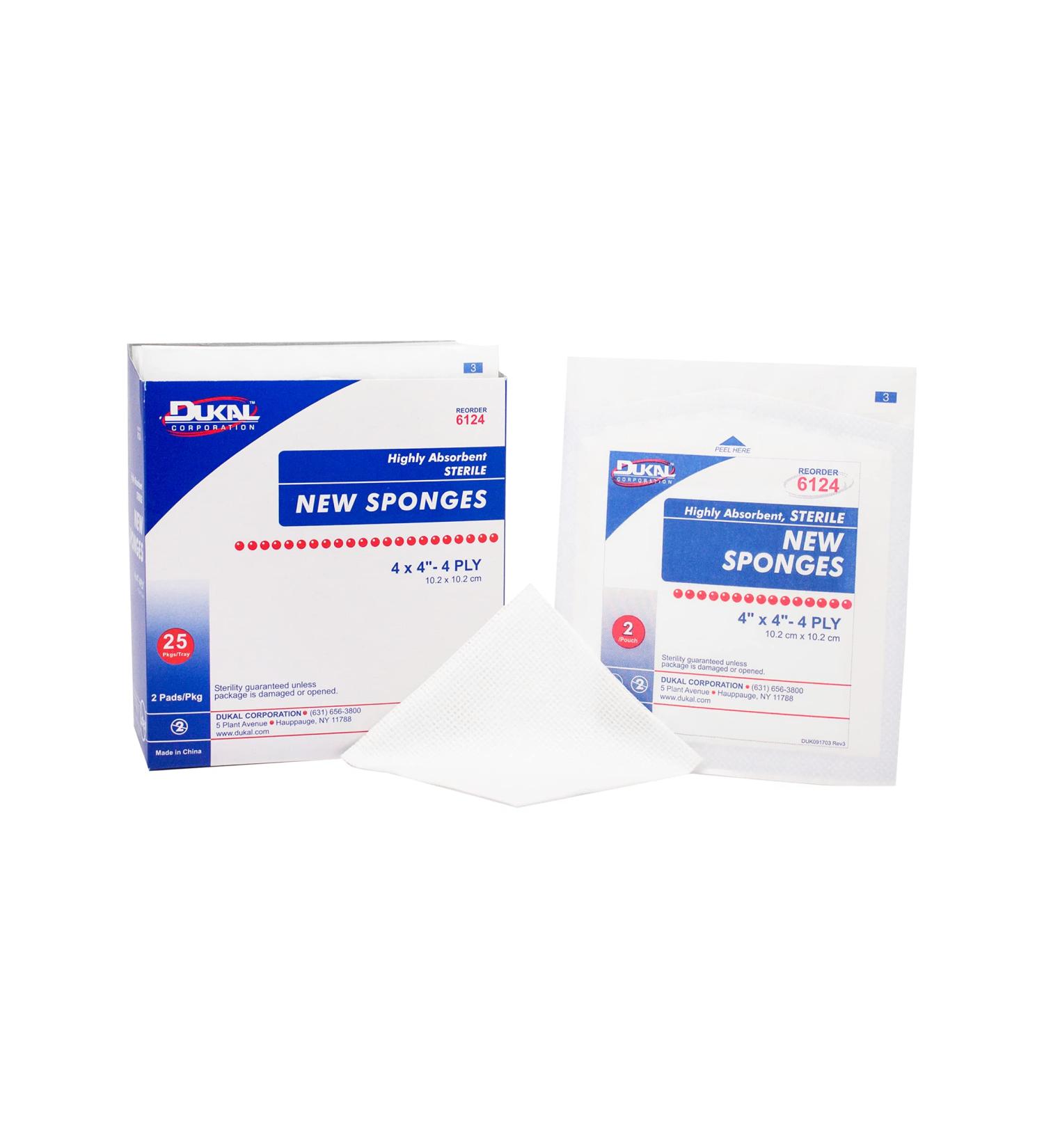 Dukal Non-Woven Sponges 4x4 - Pack of 50 Sterile Dressings for Wounds - Buy Online on GoSupps.com