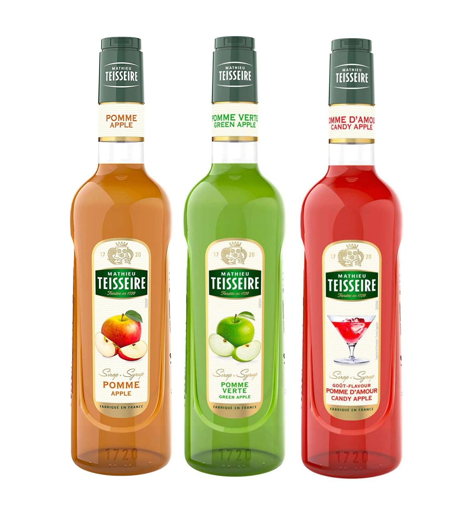 TEISSEIRE Apple Syrups - Apple, Green Apple, Love Apple - 3x70cL