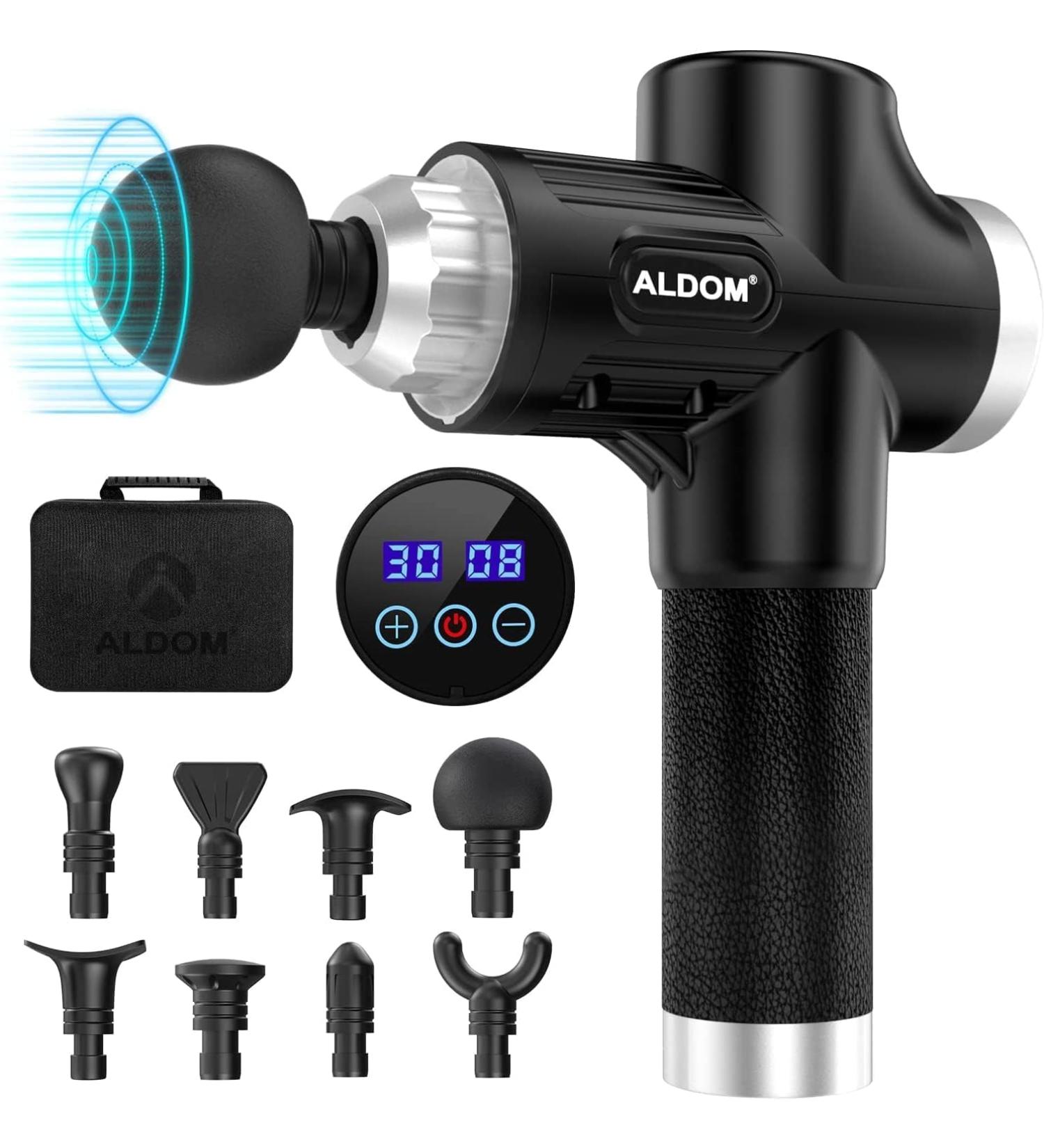 High-Power Aldom Massage Gun - 30 Speeds 8 Heads Portable Muscle Massager for Men & Women - International Shipping - Buy Online on GoSupps.com