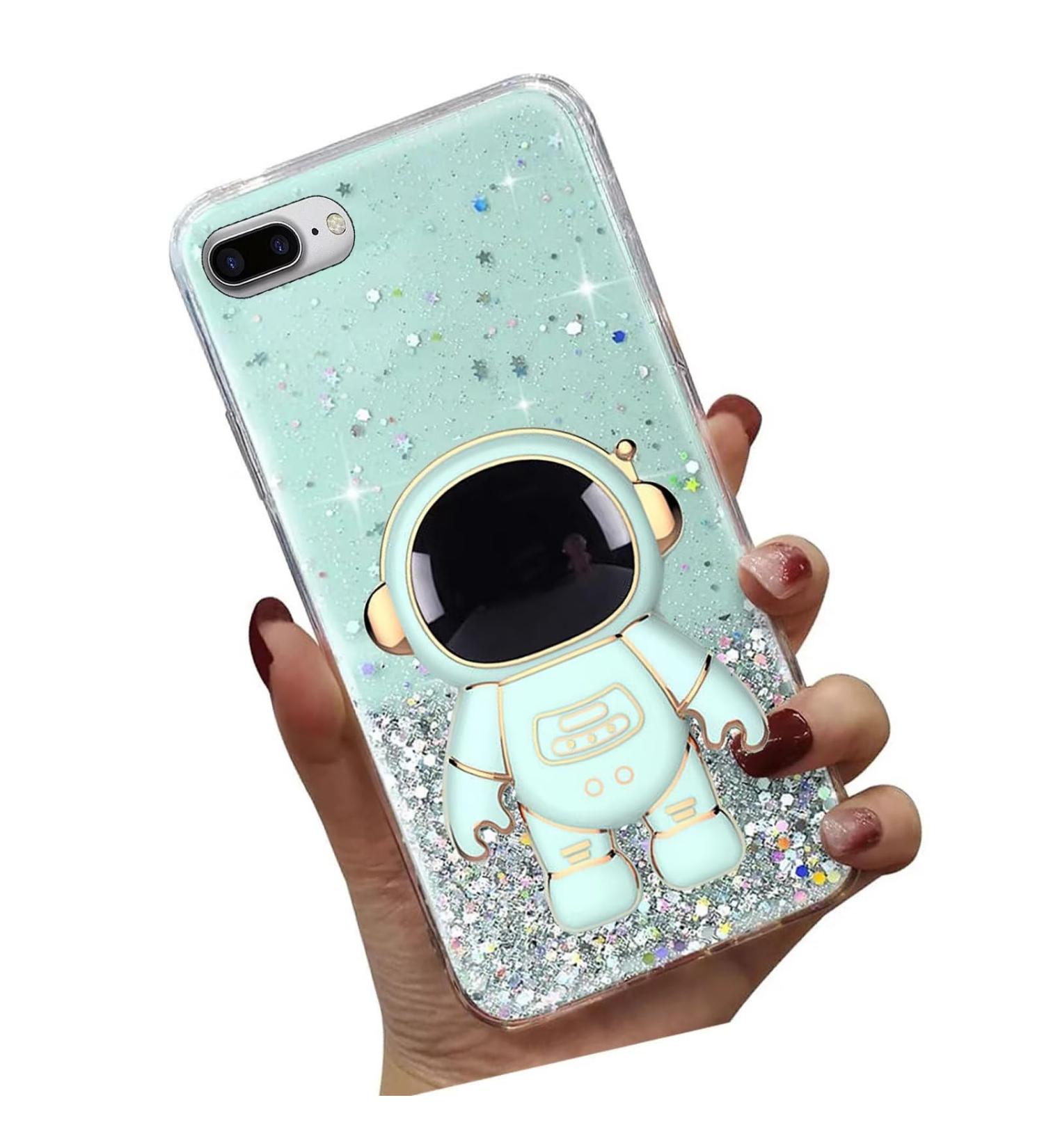 Tivenfezk Nadoli for iPhone 7 Plus/8 Plus - Astronaut Hidden Stand Shell Glitter Soft Silicone Protective Cover - Green - Buy Online on GoSupps.com