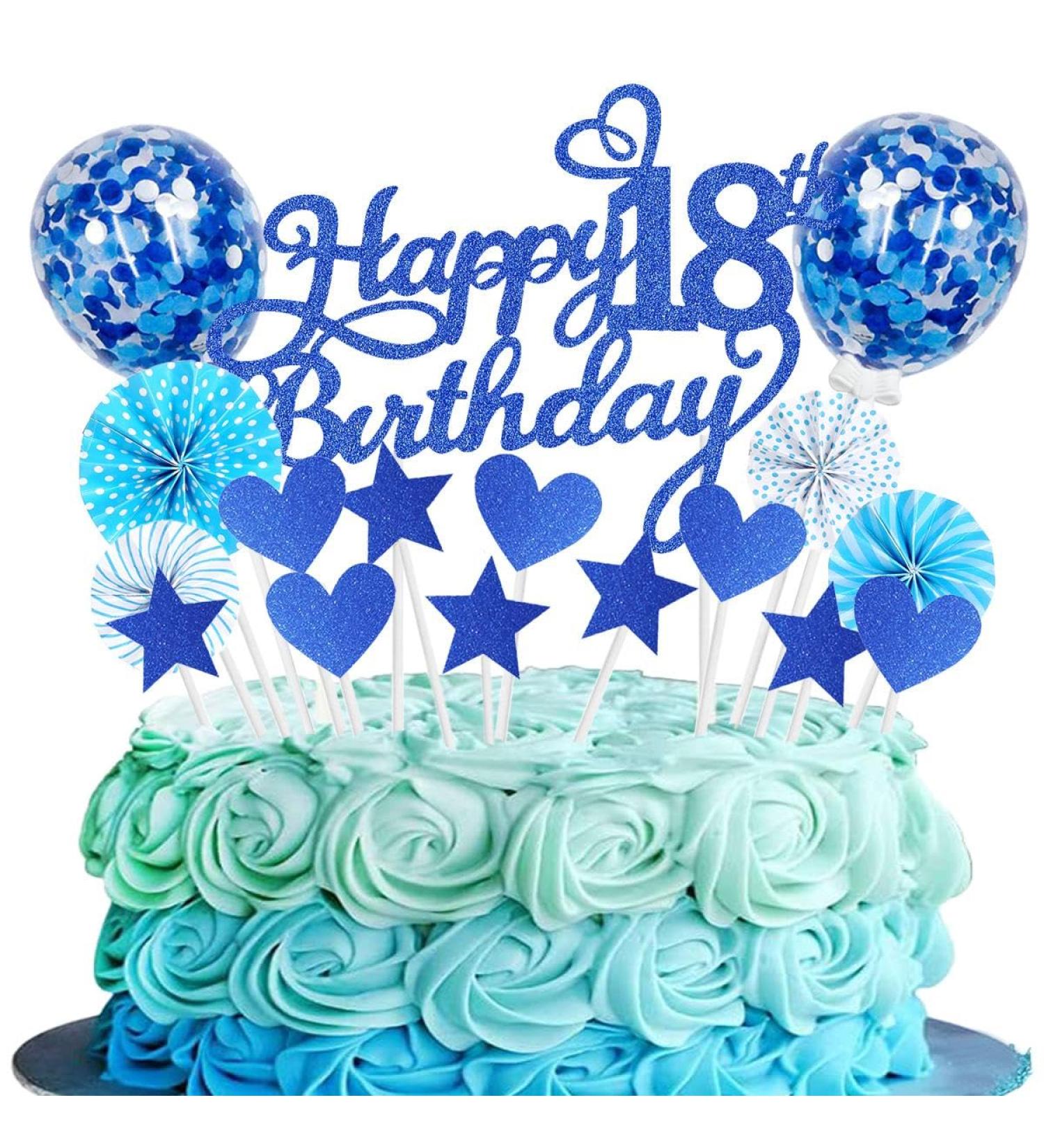Cake Decoration 18th Birthday Navy Blue Girl Boy 18 Years Birthday Cake Decoration Happy Birthday 18th Glitter Cake Topper 18th Cake Decoration Birthday Happy 18th Birthday Cake Decoration 18th Deep Blue18 - Buy Online on GoSupps.com