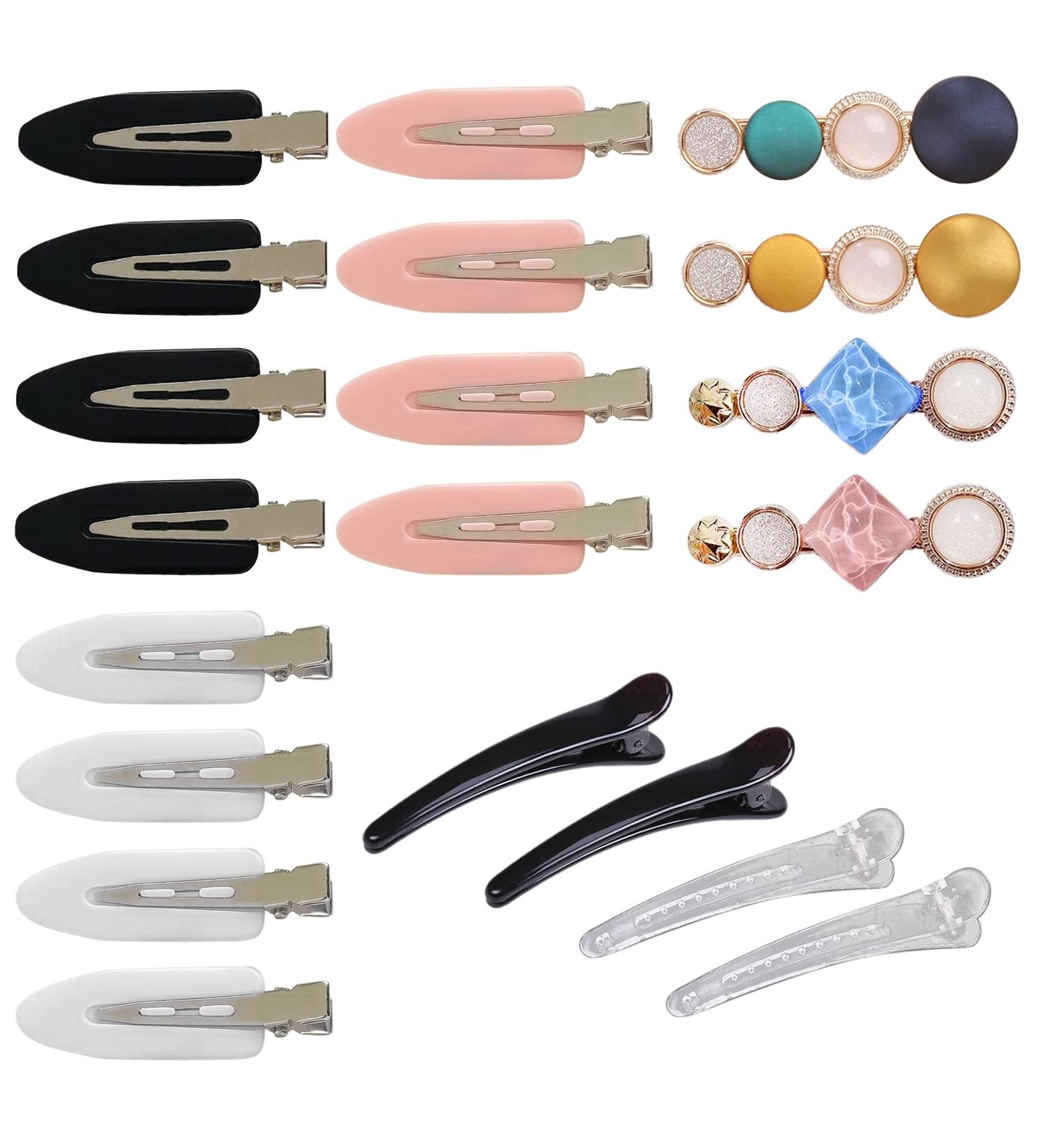 20pcs No Bend Duckbill Hair Clips Set - Curl Hair & Makeup Styling Clips for Salons & Bangs (Color) - Buy Online on GoSupps.com