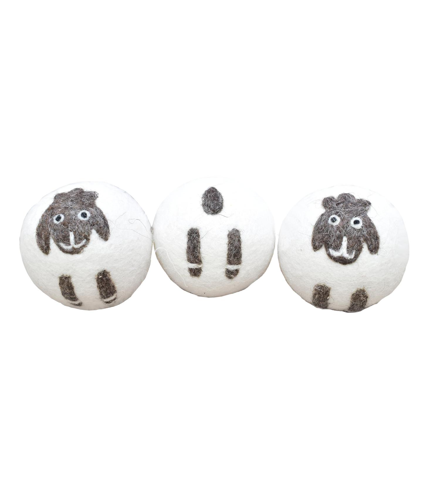 Pachamama Handmade XL Wool Tumble Dryer Balls 7cm 3 Pk Reduce Drying Time Save Energy Fabric Soften Reduce Static Reduce Wrinkles Unscented Long Life - Cute Sheep Pattern Felted by Hand Fair Trade - Buy Online on GoSupps.com