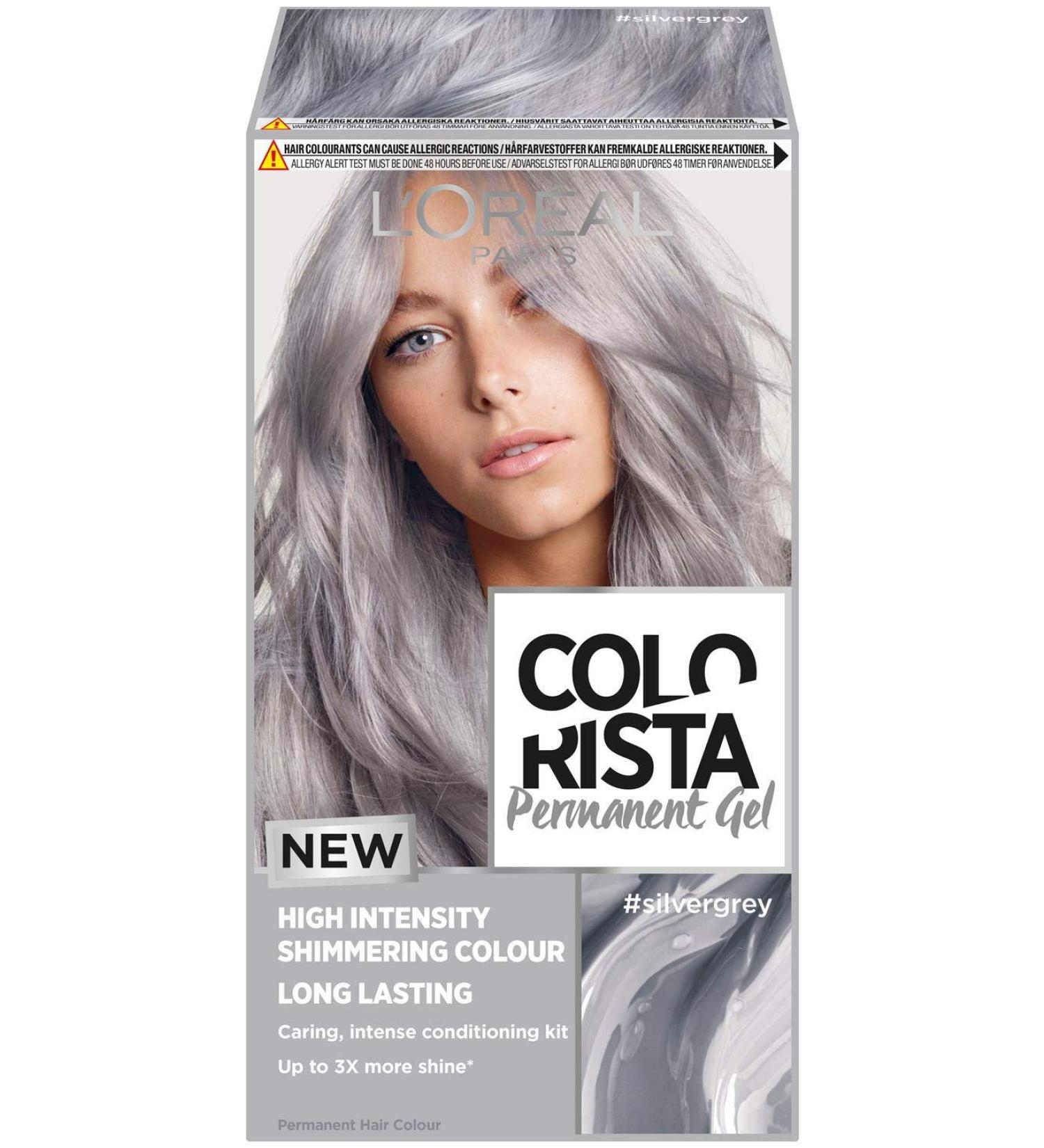 L'Or al Paris Colorista Silver Grey Permanent Gel Hair Dye - Vibrant, Long-Lasting Color with High Shine - Buy Online on GoSupps.com
