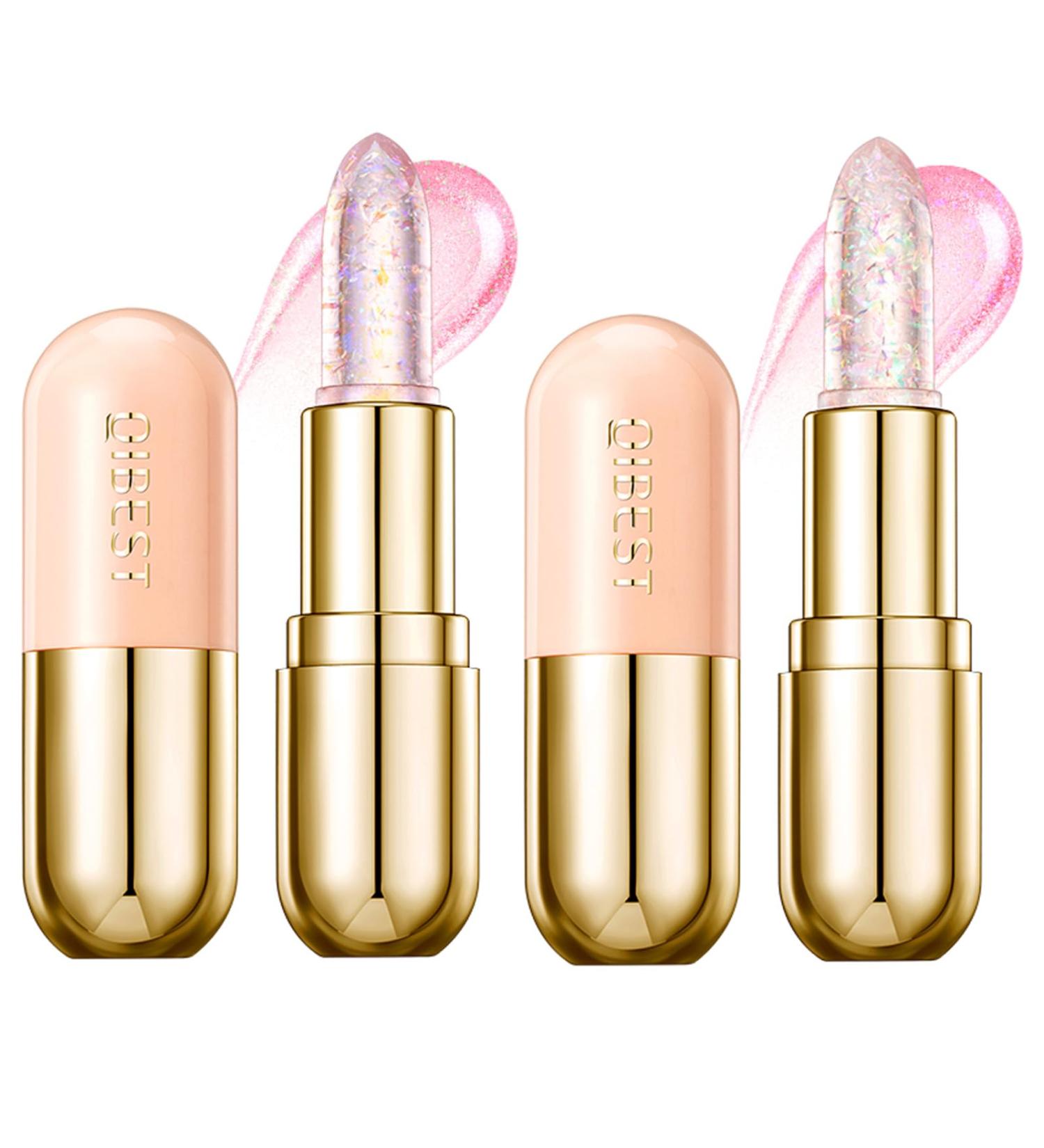 2 Pack Glimmer Crystal Jelly Lipstick - Magic PH Color Changing Balm Moisturizing & Vegan - Long Lasting Tinted Lip Balm Set - Buy Online on GoSupps.com