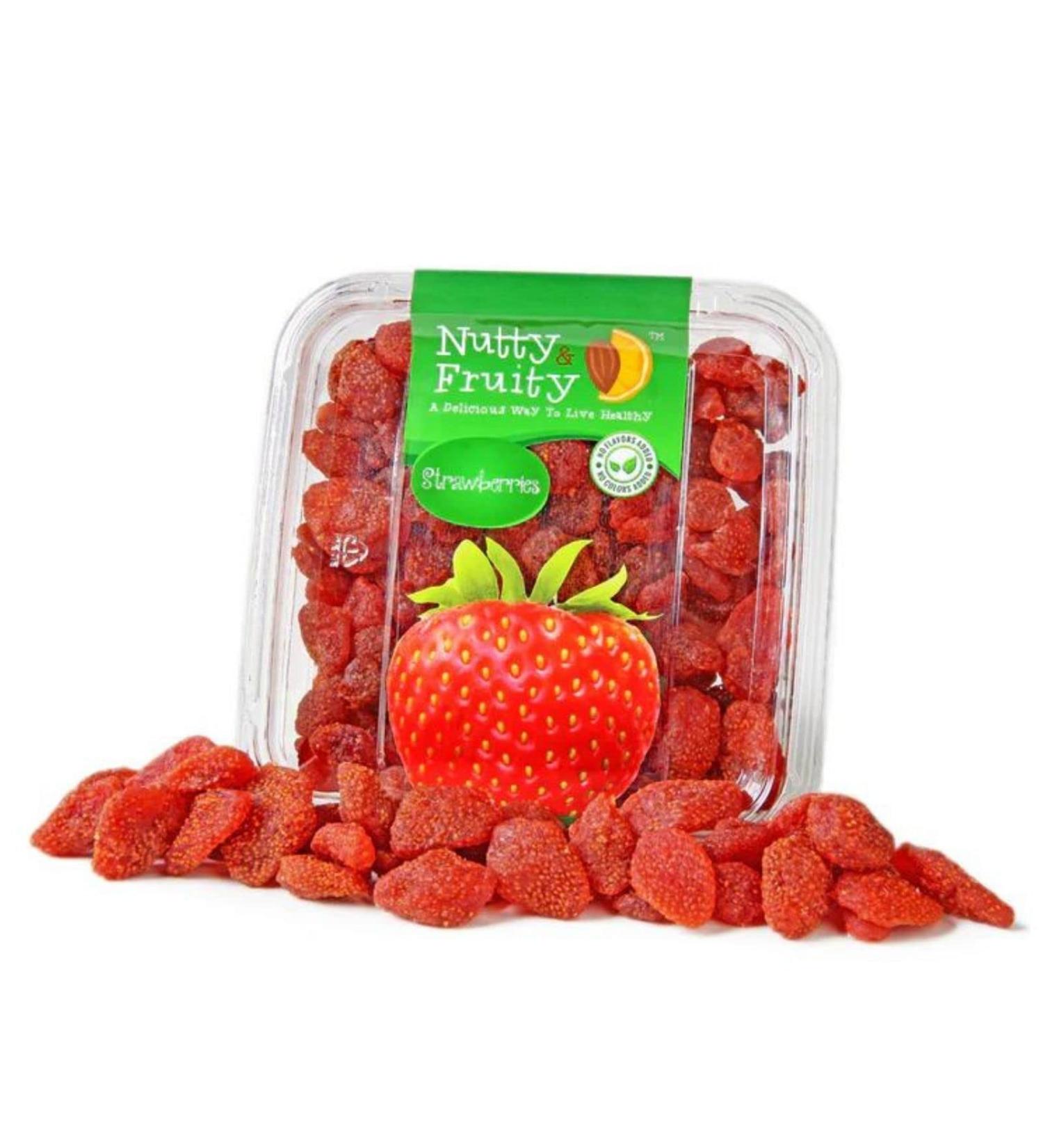 Nutty & Fruity Dried Strawberries - Healthy Non-GMO Vegan Gluten-Free Snack (7 oz) - Buy Online on GoSupps.com