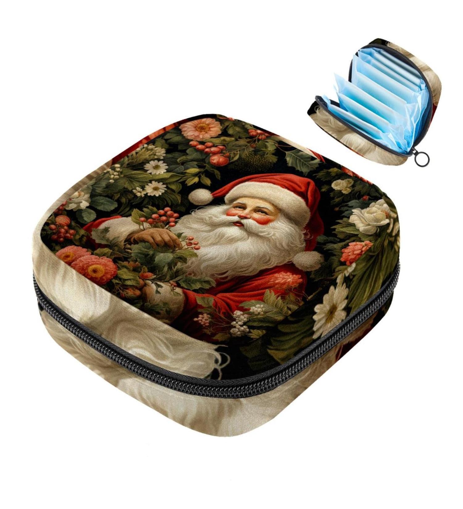 Muoooum Merry Christmas Sanitary Napkin Storage Bag | Portable Menstrual Pad & Cup Pouch for Teens & Women - 4.7x6.6 Color 1 - Buy Online on GoSupps.com