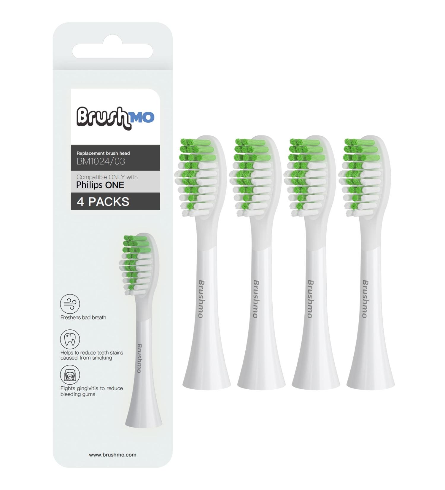 Brushmo Replacement Toothbrush Heads for Philips Sonicare One Toothbrush (4 Pack) - Compatible with HY1100/HY1200 BH1022/03 - Mint Blue - Buy Online on GoSupps.com