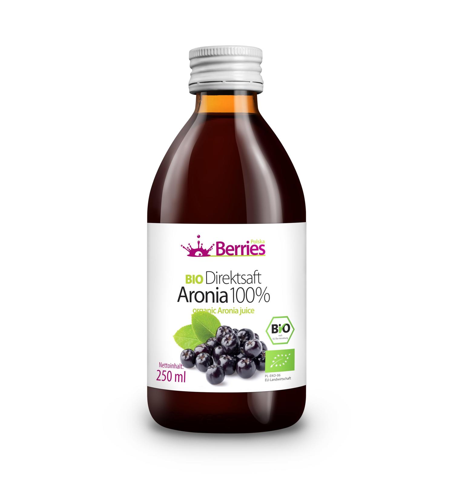 Organic Aronia Berry Juice | Cold-Pressed Vegan No Added Sugar | 250ml - Bio Polish Juice - Buy Online on GoSupps.com
