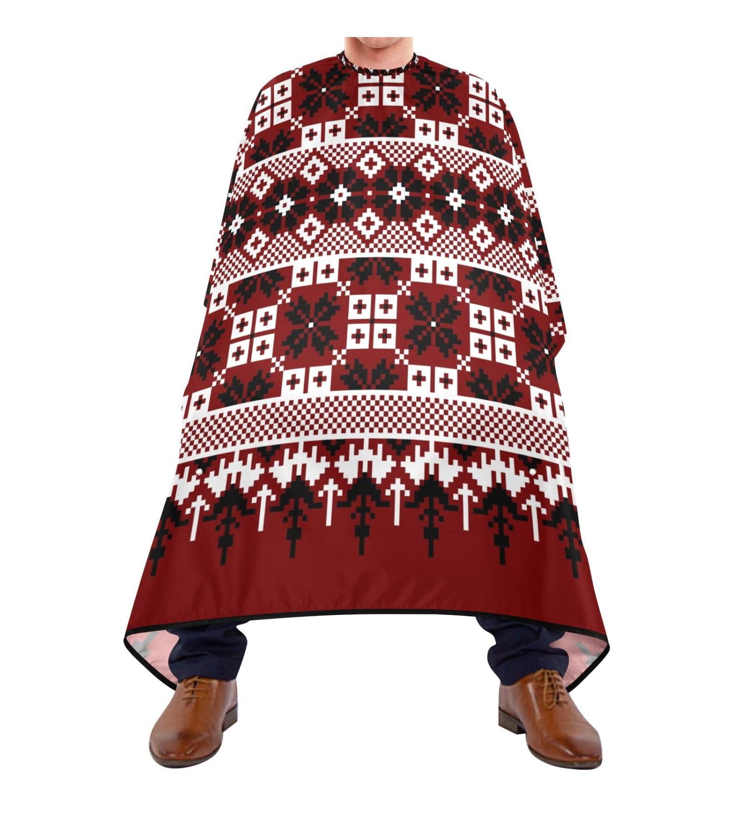 Waterproof Barber Cape - Vintage Geometric Red & Cheetah Haircut Bib for Men & Women | Unisex Hair Cutting Cape (8rp1a - Buy Online on GoSupps.com