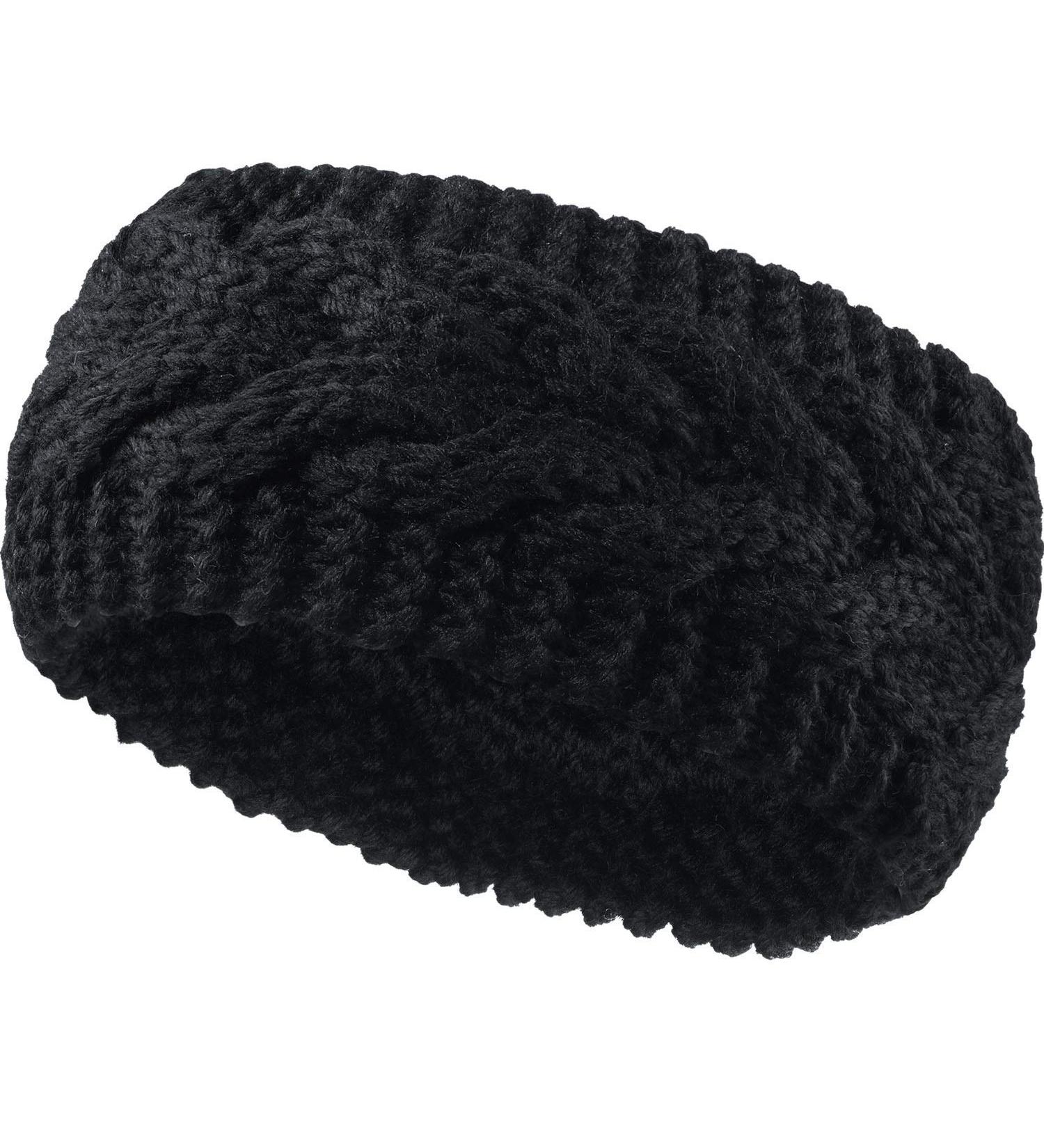 Winter Wool Cable Knit Headband for Women - Black Ear Warmer Hair Wrap - International Shipping Available - Buy Online on GoSupps.com
