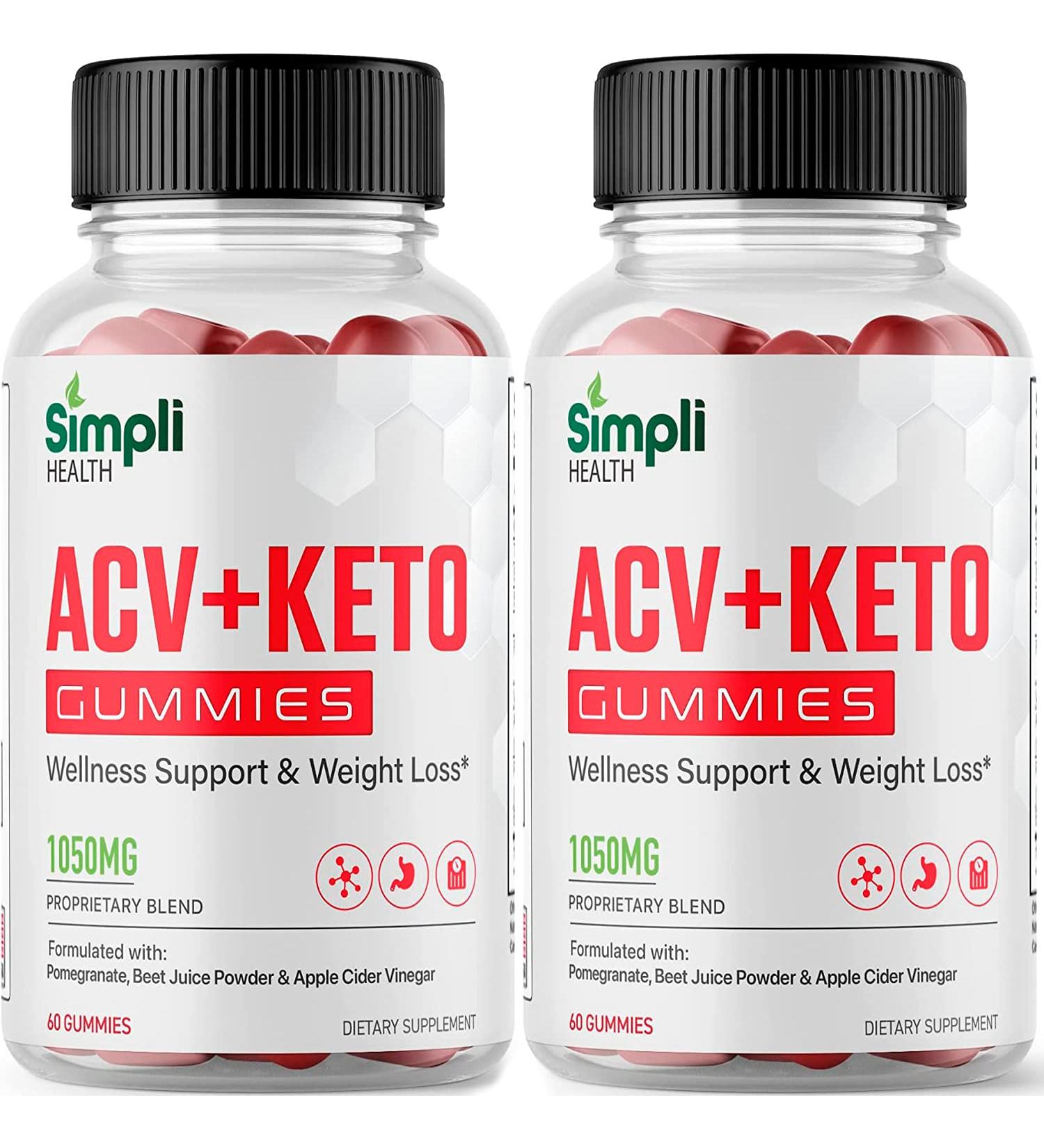 Simpli Health ACV Ketos Gummies (2 Pack) - 1050mg Apple Cider Vinegar for Healthy Weight Support - 120 Gummies, 30 Servings - Buy Online on GoSupps.com