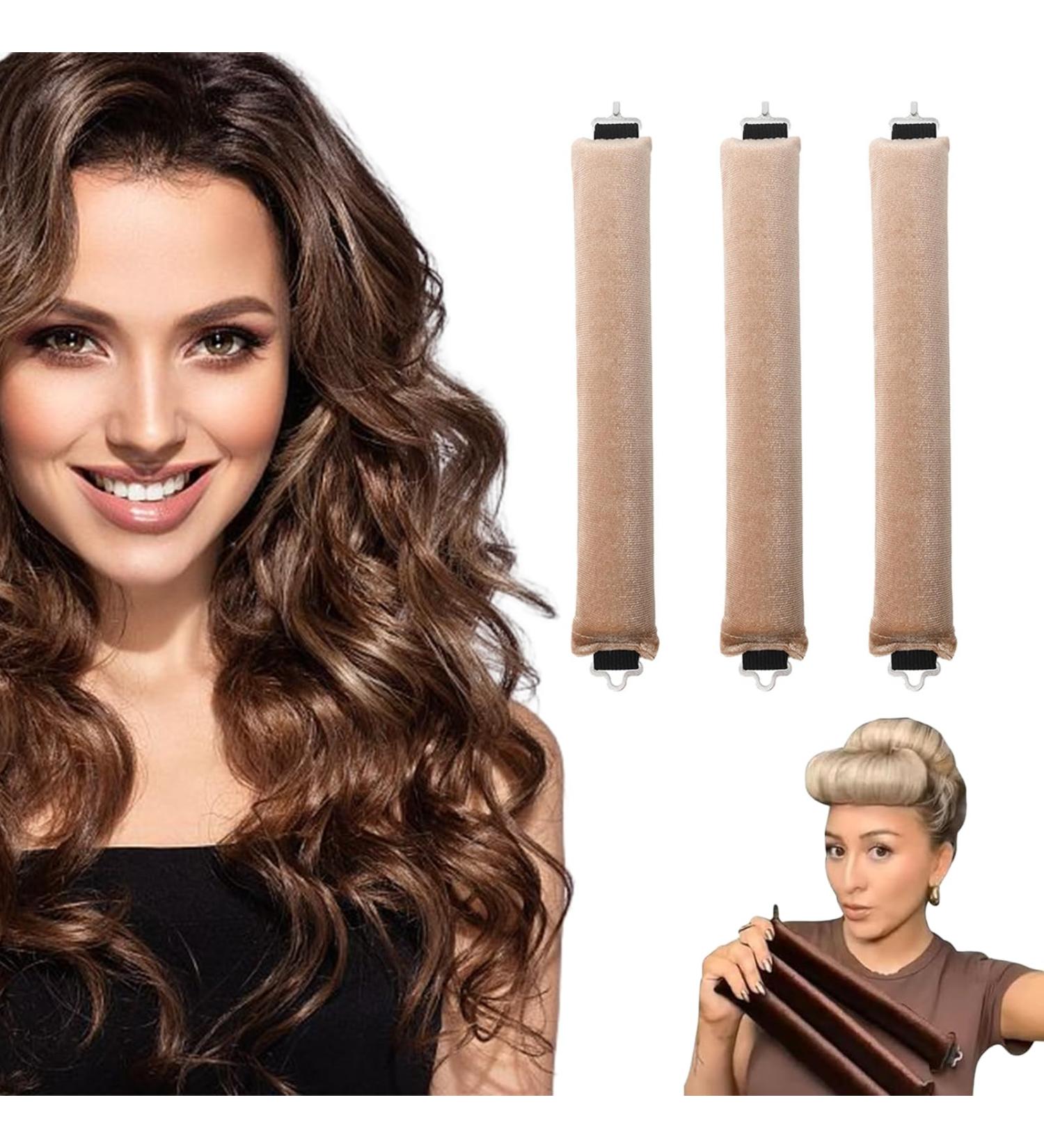 Yeria Heatless Curls Band 3-Piece Overnight Curly Winder for All Hair Types | No Heat Curlers in Khaki - Buy Online on GoSupps.com