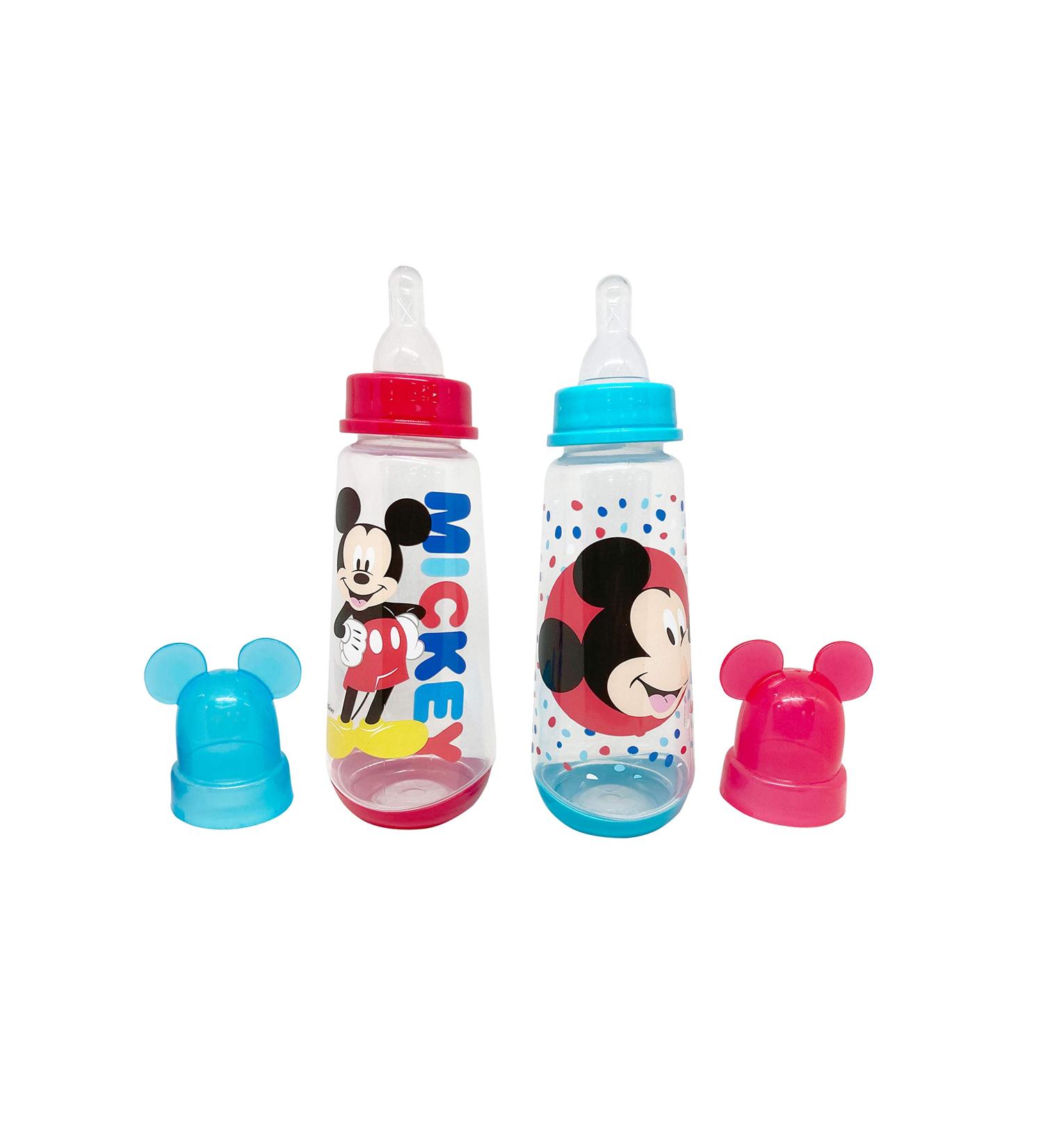 Disney Cudlie Mickey Mouse Baby Boy 9 Oz Bottles 2-Pack with Character Molded Lid - Baby Mickey Star Print - Red & Blue - Buy Online on GoSupps.com
