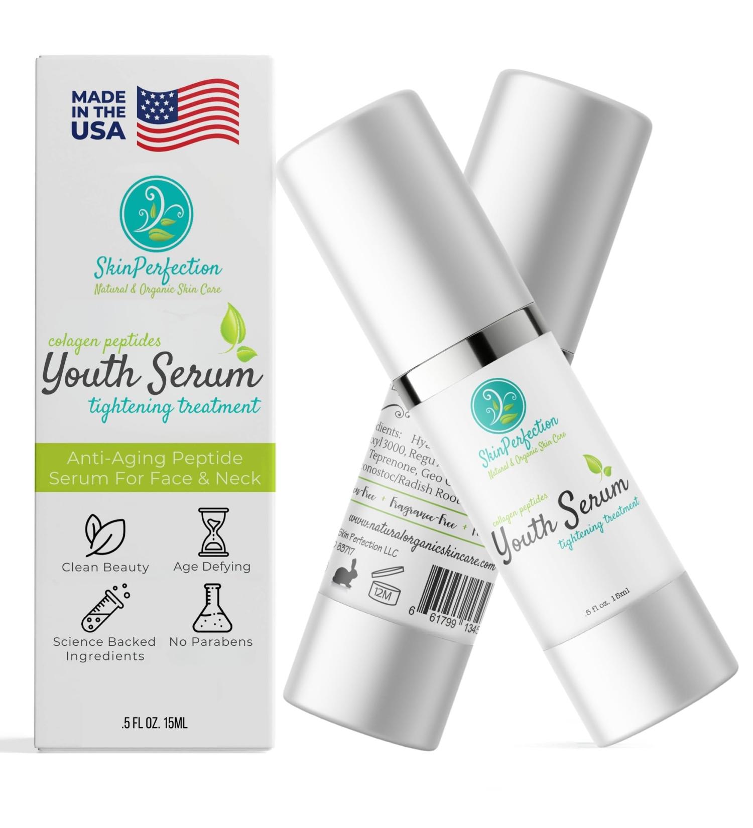 Best Youth Serum Collagen Peptide Booster | Anti-Aging Treatment with Hyaluronic Acid & Matrixyl 3000 - 0.5 Oz - Buy Online on GoSupps.com