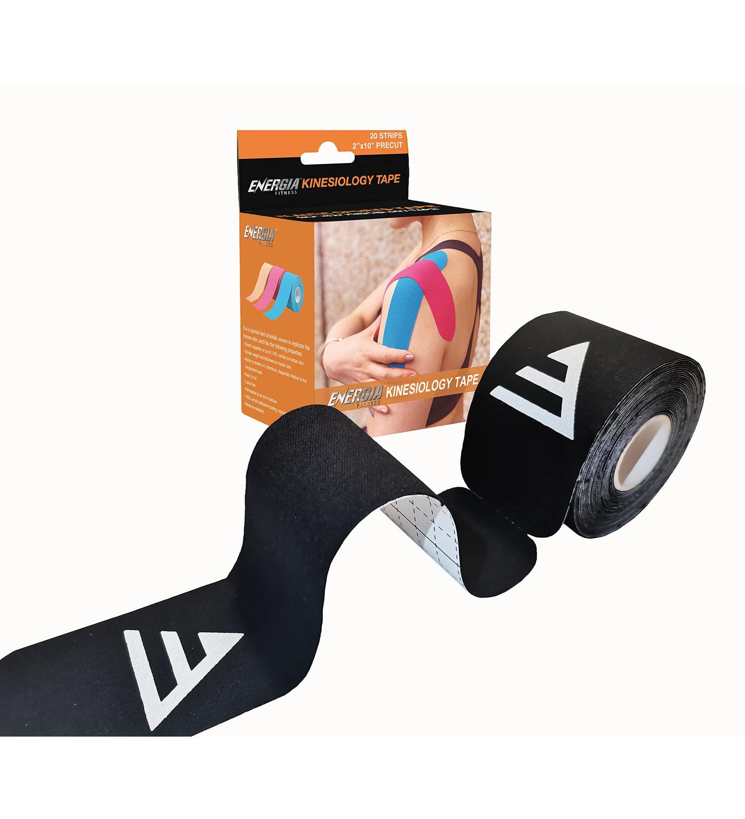 Kinesiology Tape - 20 Strips 10 Inch Hypoallergenic Elastic Sports Tape for Pain Relief - Waterproof & Breathable - Black - Buy Online on GoSupps.com
