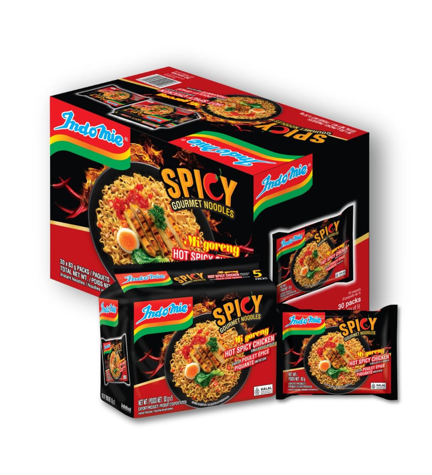 Indomie Mi Goreng Instant Noodles Hot Spicy Chicken 6(5x83g)