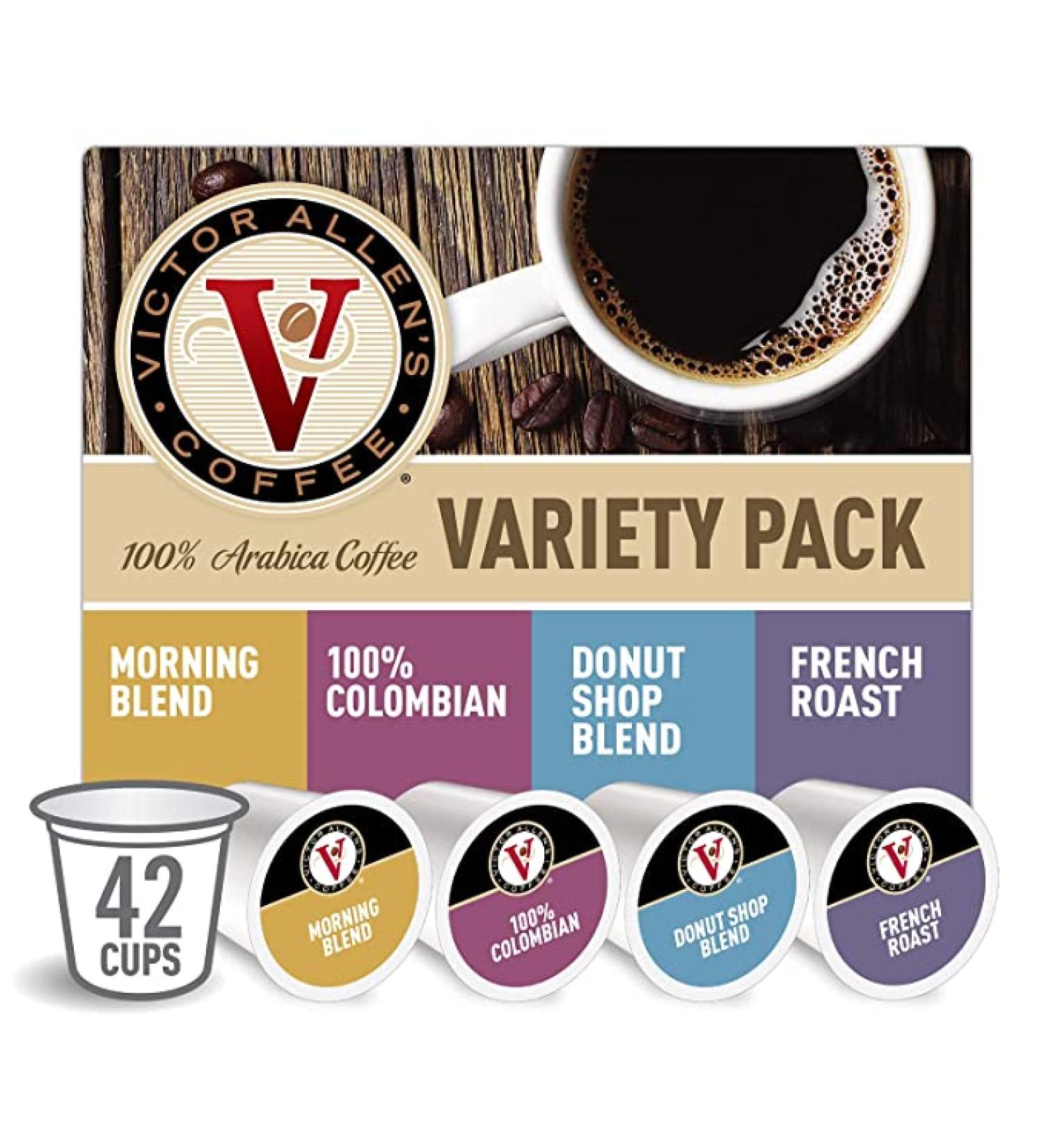 Victor Allen Donut Shop Morning Blend - 42 Count Coffee Pods for K-Cup Brewers - 100% Colombian & French Roast - Buy Online on GoSupps.com
