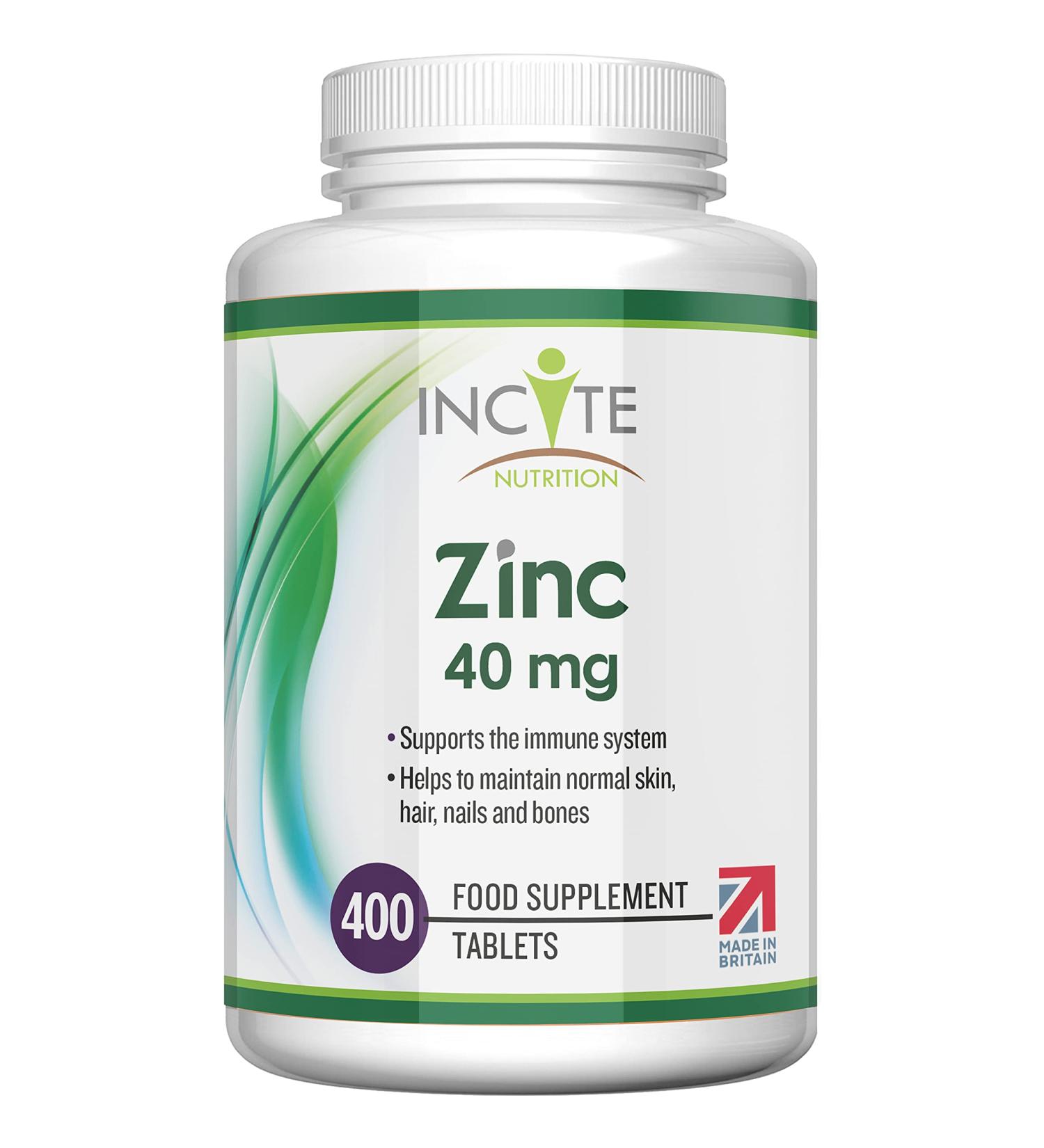 Premium Zinc 40mg Tablets - 400 Count | 1 Year Supply | Maximum Strength Pure Zinc | Vegetarian & Vegan Friendly | Made in UK - Buy Online on GoSupps.com
