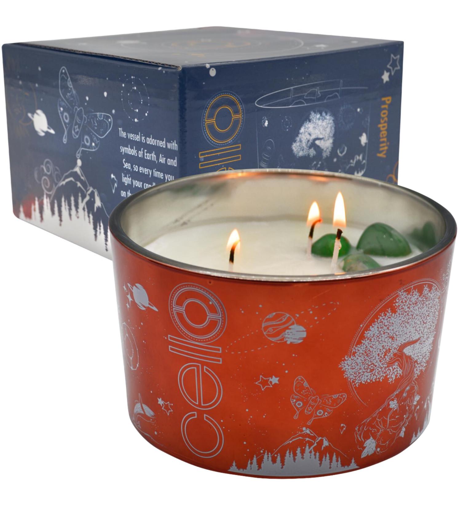 Cello Celestial Large Scented Candle with Aventurine Gemstones - Ideal Astrology Gift for Men and Women - Buy Online on GoSupps.com