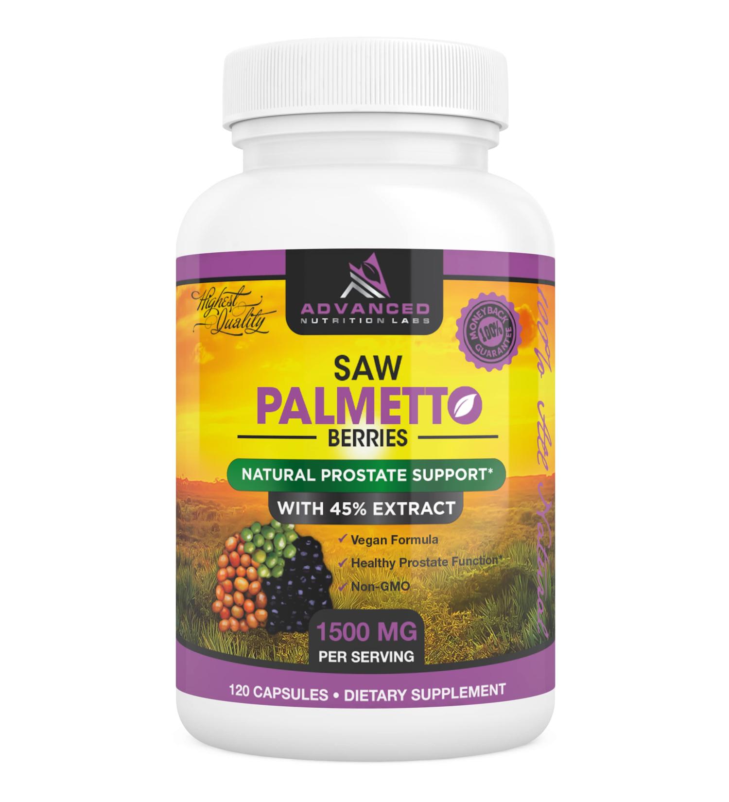 Saw Palmetto 1500mg Capsules with Extract for Men and Women - 120 Count | Advanced Nutrition Labs - Buy Online on GoSupps.com