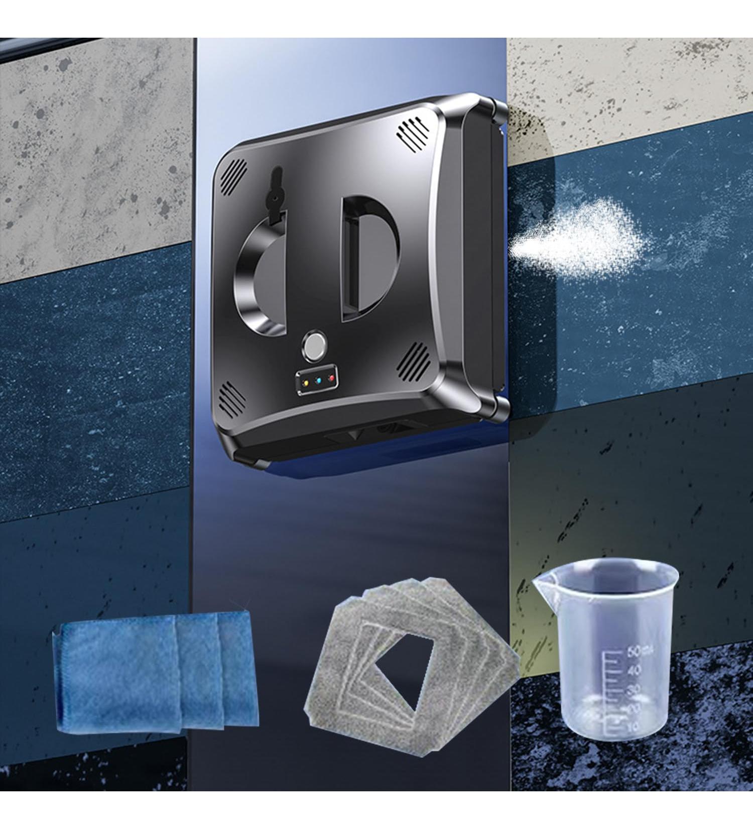 CHHMAELOVE New Electric Cleaning Of Windows 3000Pa Strong Suction with 4 Mop Pads/Rag/Measuring Cup 4 Cleaning Modes Dual Water Spray/Remote Control For Indoor And Outdoor Windows - Buy Online on GoSupps.com