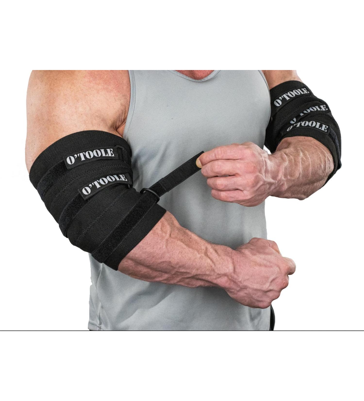 O Toole Adjustable Elbow Compression Sleeve for Bench Press | Elbow & Knee Brace for Bodybuilding Powerlifting & Weightlifting - Pain Relief (XXL Black - Buy Online on GoSupps.com