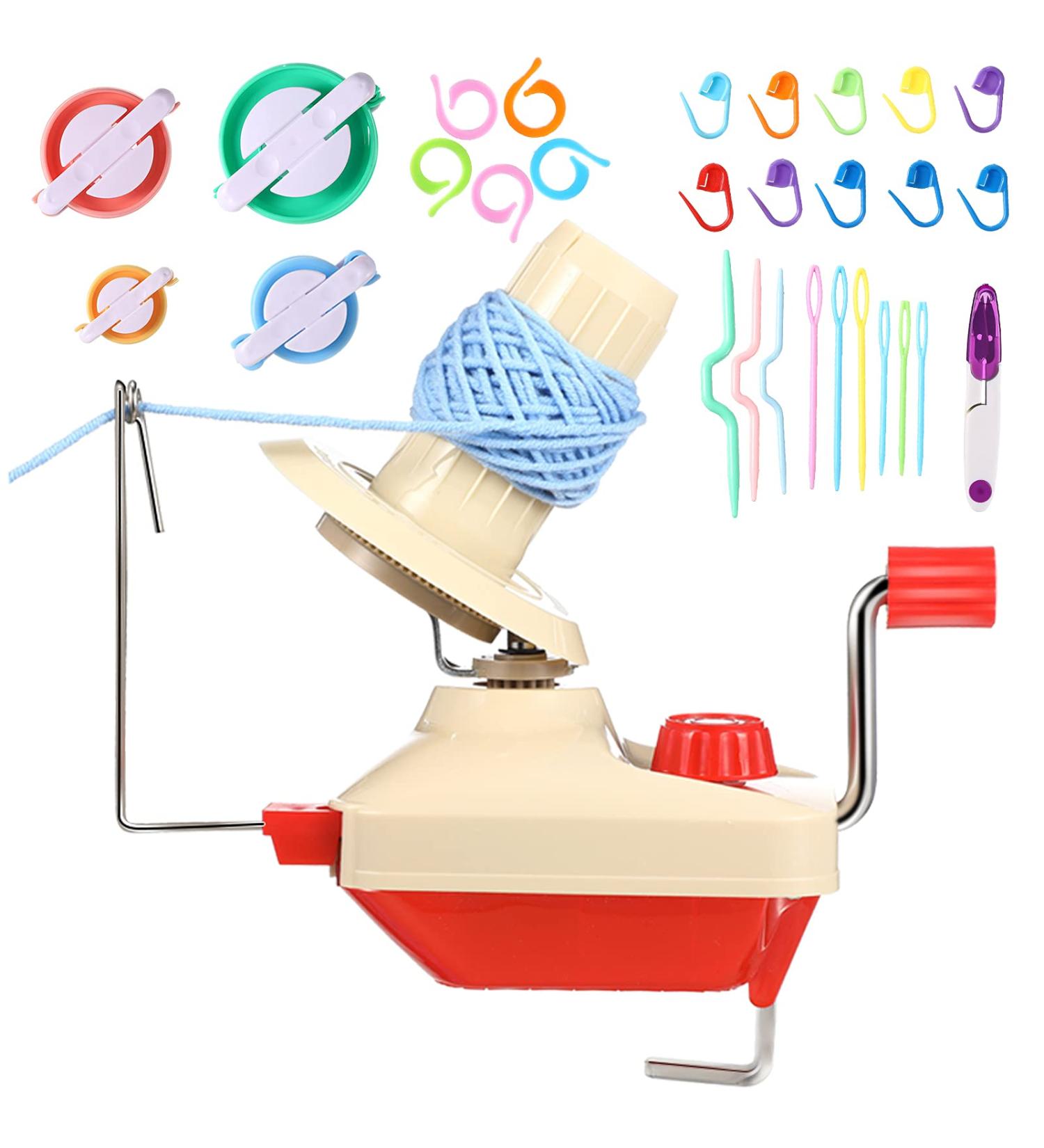 34-Piece Yarn Ball Winder Set with Hand-Operated Swift and Pompom Maker Kit - Easy Installation for Yarn Storage and Knitting Accessories - Buy Online on GoSupps.com