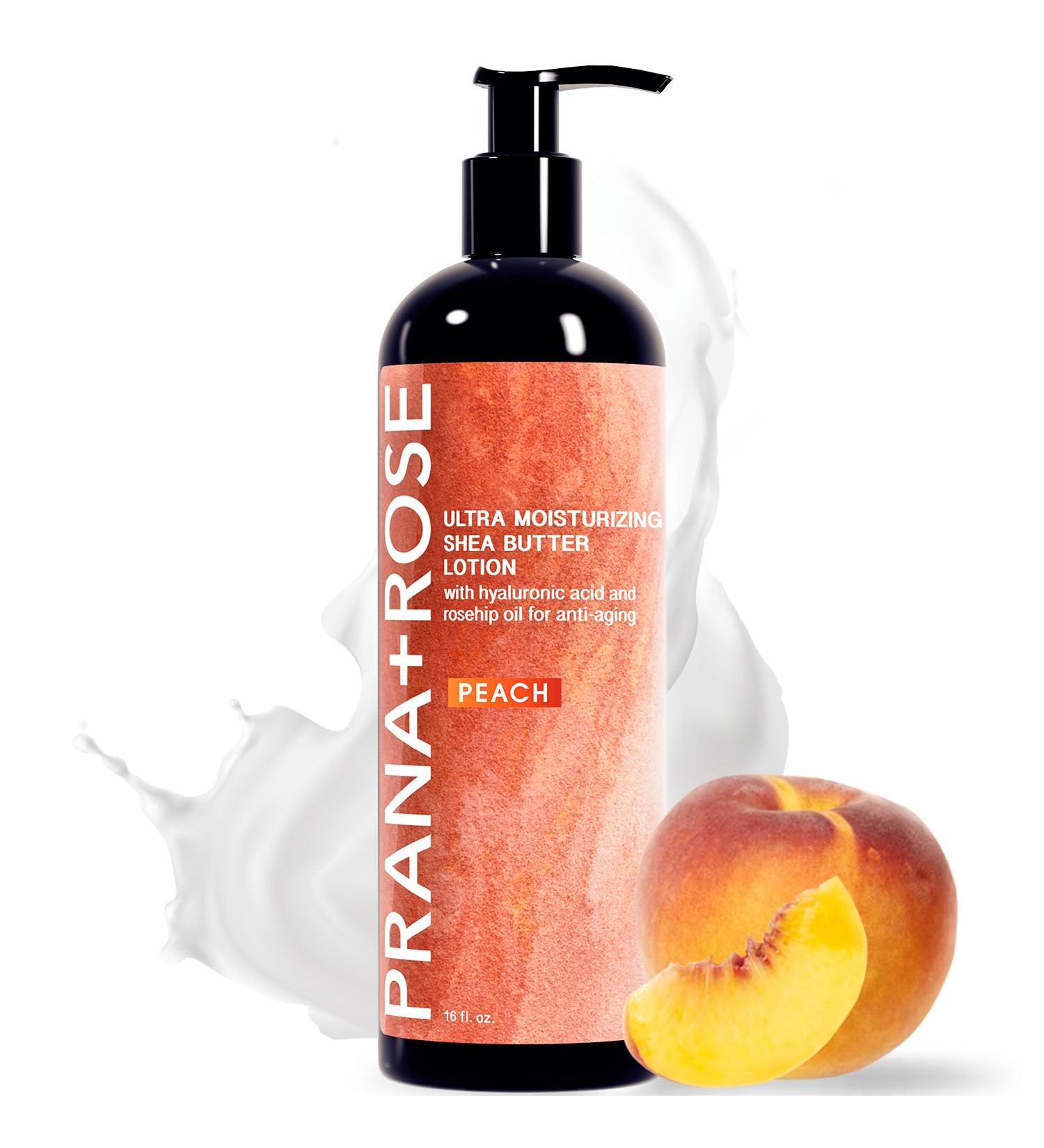 Ultra Moisturizing Shea Butter Lotion with Hyaluronic Acid & Rosehip Oil | Organic Vegan Anti-Aging Body & Hand Lotion 16oz (Peach - Buy Online on GoSupps.com