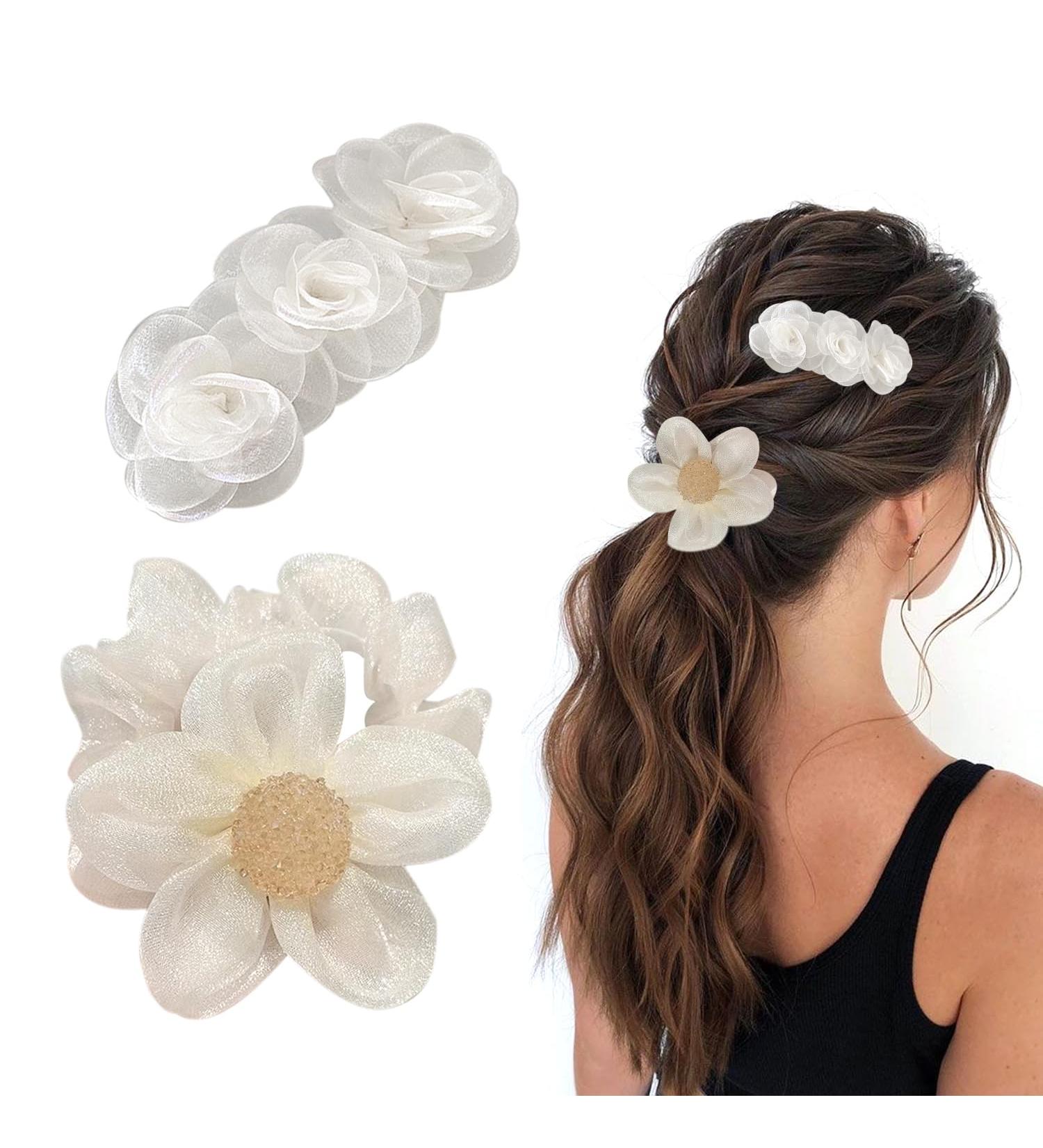1 Piece Of Camellia Hair Clip 1 Piece Of Flower Hair Tie Handmade Hair Clip For Girls Flower Girl Hair Accessories Hair Clip For Girls Flower Hair Clip White Flower Hair Clip - Buy Online on GoSupps.com