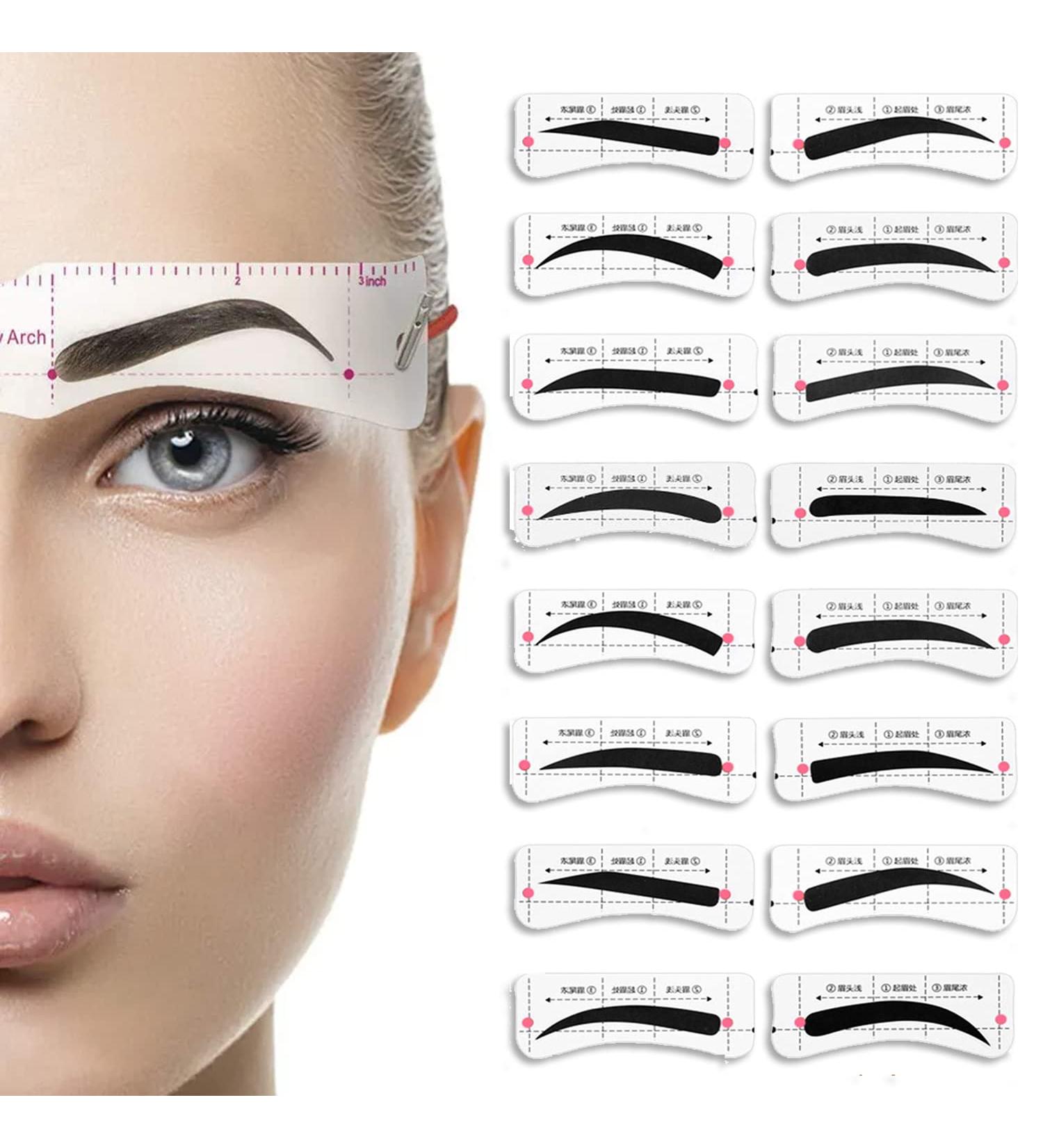 12 Shapes Eyebrow Stencil Set - 48 Pairs Reusable Eyebrow Ruler & Template for Women and Girls - Grooming Tool - Buy Online on GoSupps.com