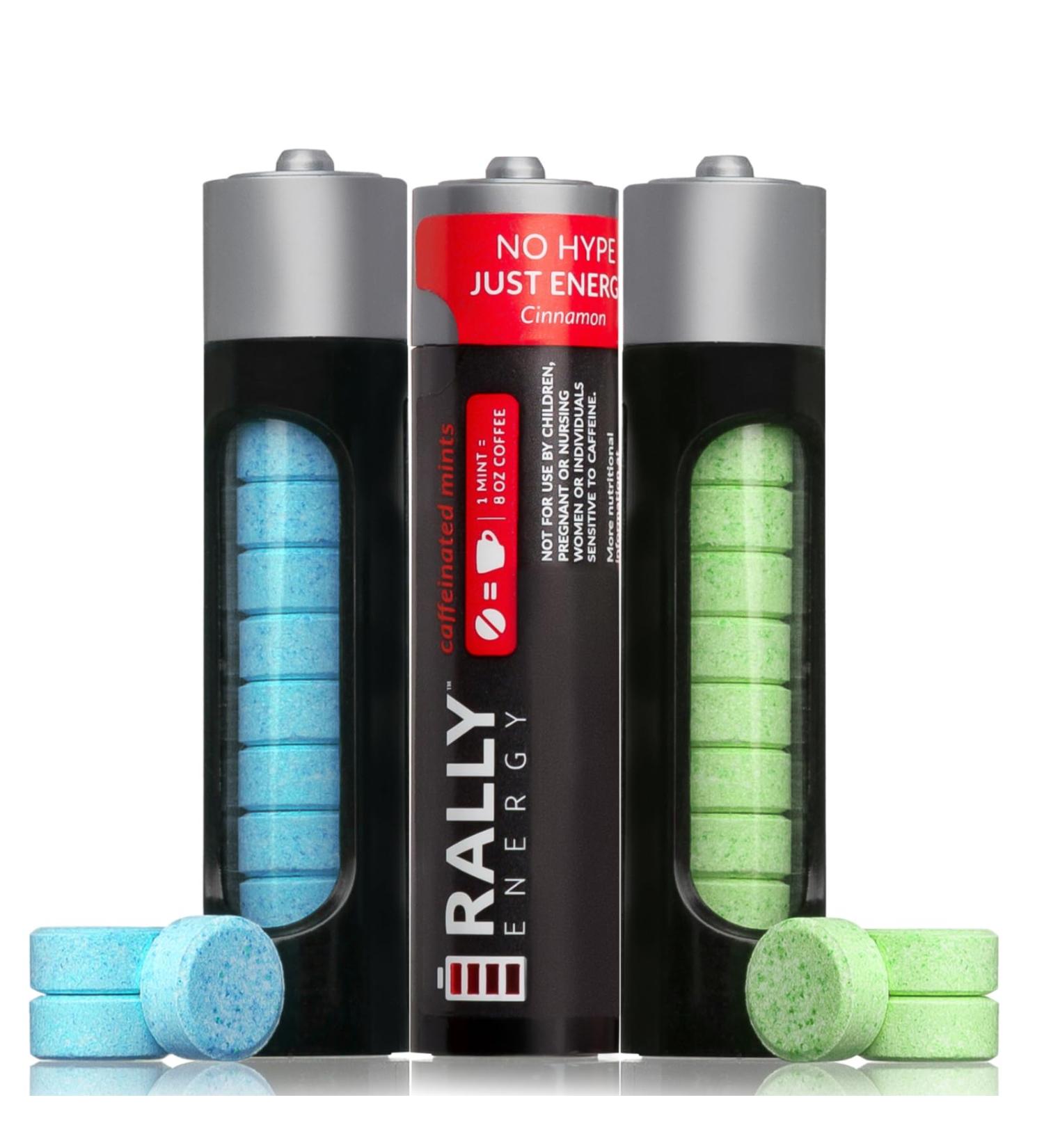 Rally Caffeine Mints 60 Milligram Instant Energy Fresh Breath Caffeinated 0 Sugar Natural Peppermint Cinnamon Wintergreen Variety Pack (3 Packs 30 Mints) - Buy Online on GoSupps.com
