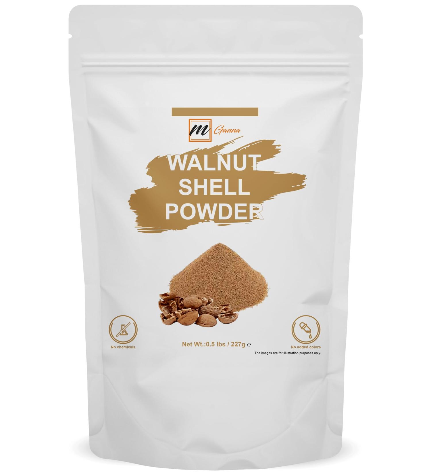 mGanna 100% Natural Walnut Shell Powder (Mesh Size 60-80) 0.5 LBS / 227 GMS for Gentle Skin Exfoliation Scrubs and Face Masks - Buy Online on GoSupps.com