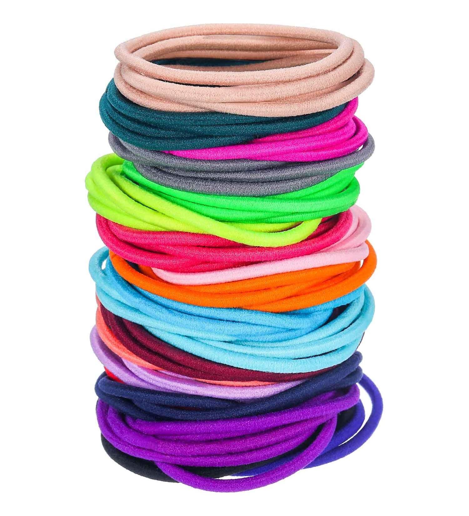 Quesuc 100 Pieces Hair Elastics Hair Ties Ponytail Holders Hair Bands Bulk (Multicolor B) - Buy Online on GoSupps.com