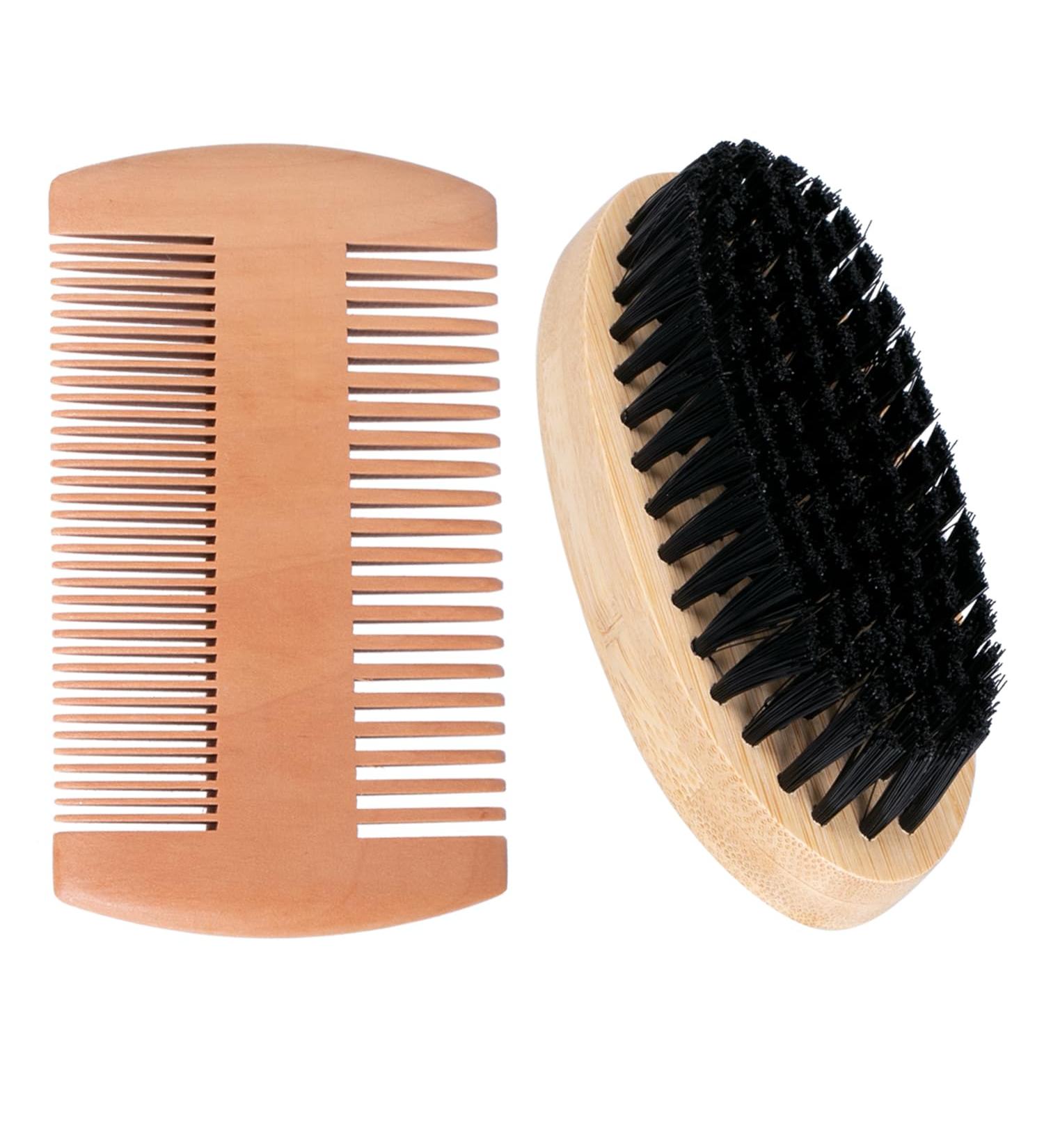 Acooruiteng Beard Brush Beard Comb Boar Bristle Brush Beard Grooming Brush for Men Boar Bristle Beard Brush Beard Comb Brush for Combing Beard Hair Removing Debris Massages Face 2 Pcs - Buy Online on GoSupps.com
