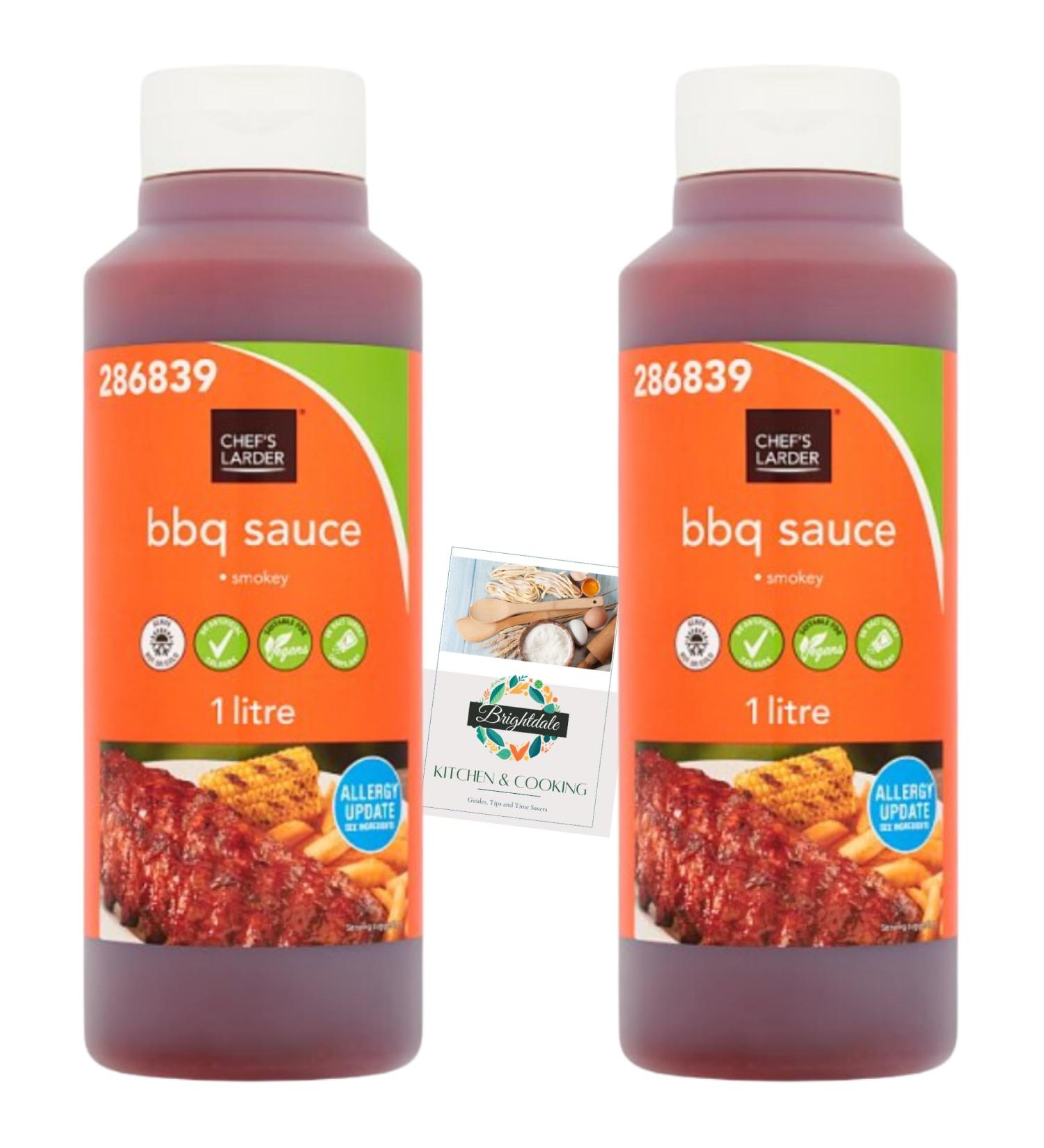 Barbecue Sauce Bundle with Chef's Larder BBQ Sauce 1 Litre 2 Pack + Brightdale Kitchen Booklet - Buy Online on GoSupps.com