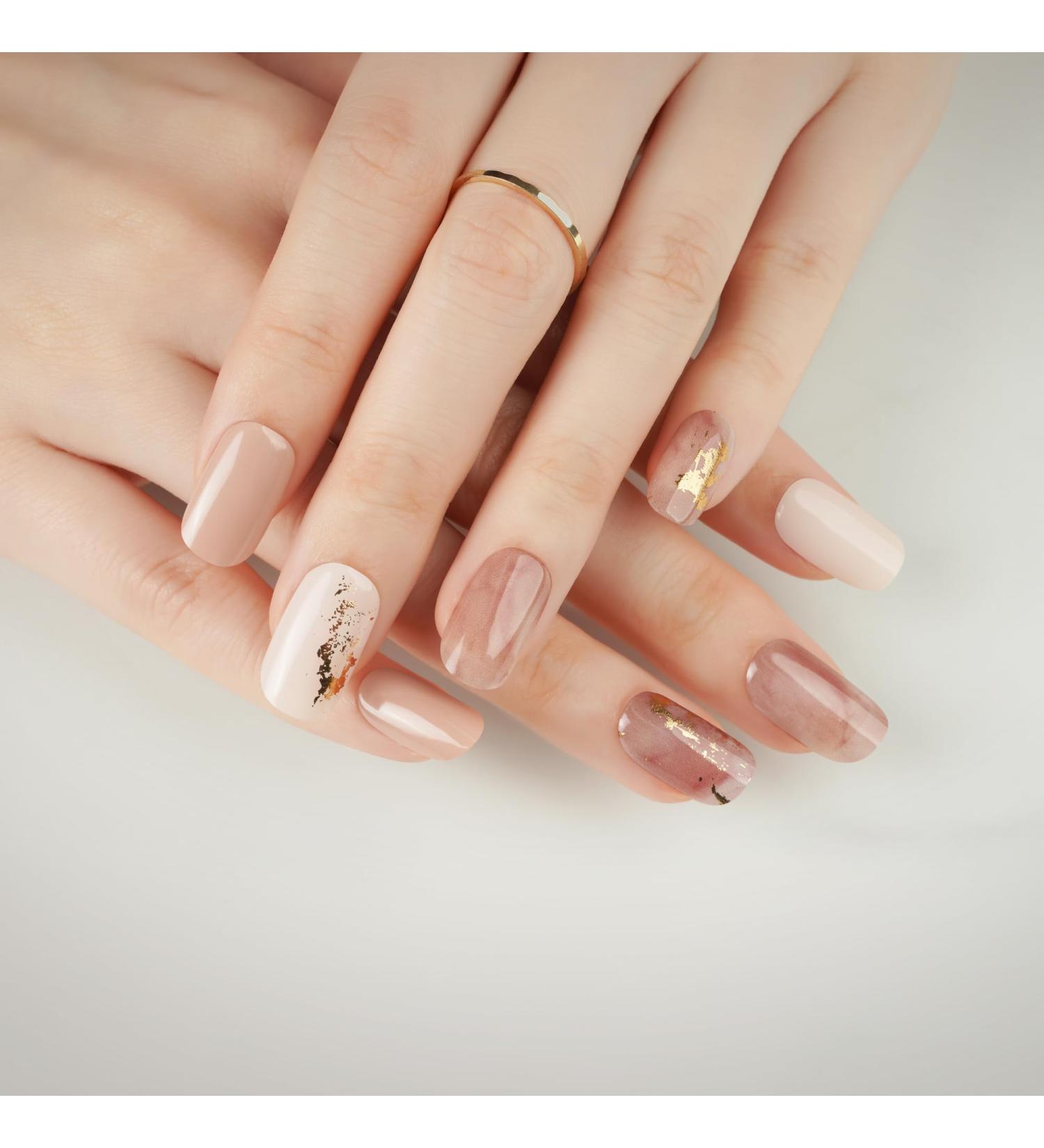 DANNI & TONI 28 Gel Nail Polish Strips - Autumn Fascinating Marble Stamping Design - Buy Online on GoSupps.com