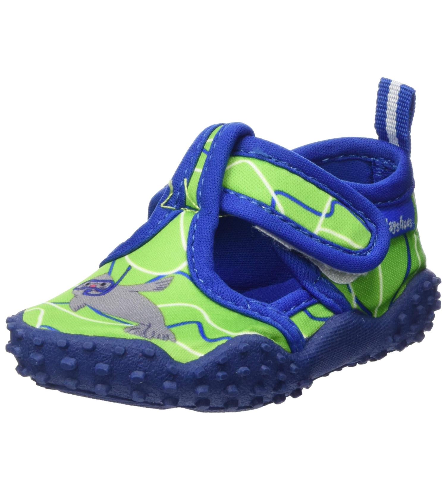 Playshoes Unisex Kids Aqua Shoes Robbe 18/19 EU - Blue Green | Lightweight & Quick-Drying Swim Footwear for Boys & Girls - Buy Online on GoSupps.com