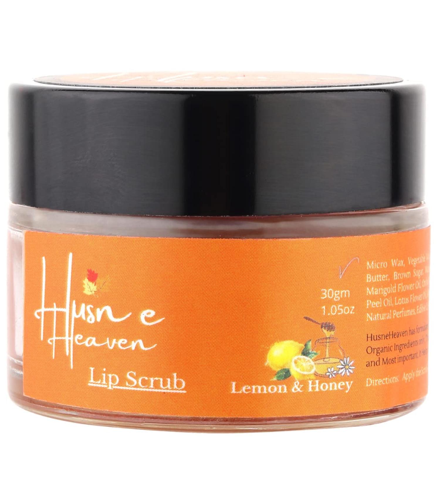 Organic Lip Balm Scrub for Girls Boys Women & Men for Dry & Chapped Lips For Dark Lips to Lighten Lip Care (Lemon & Honey Single 30gm)