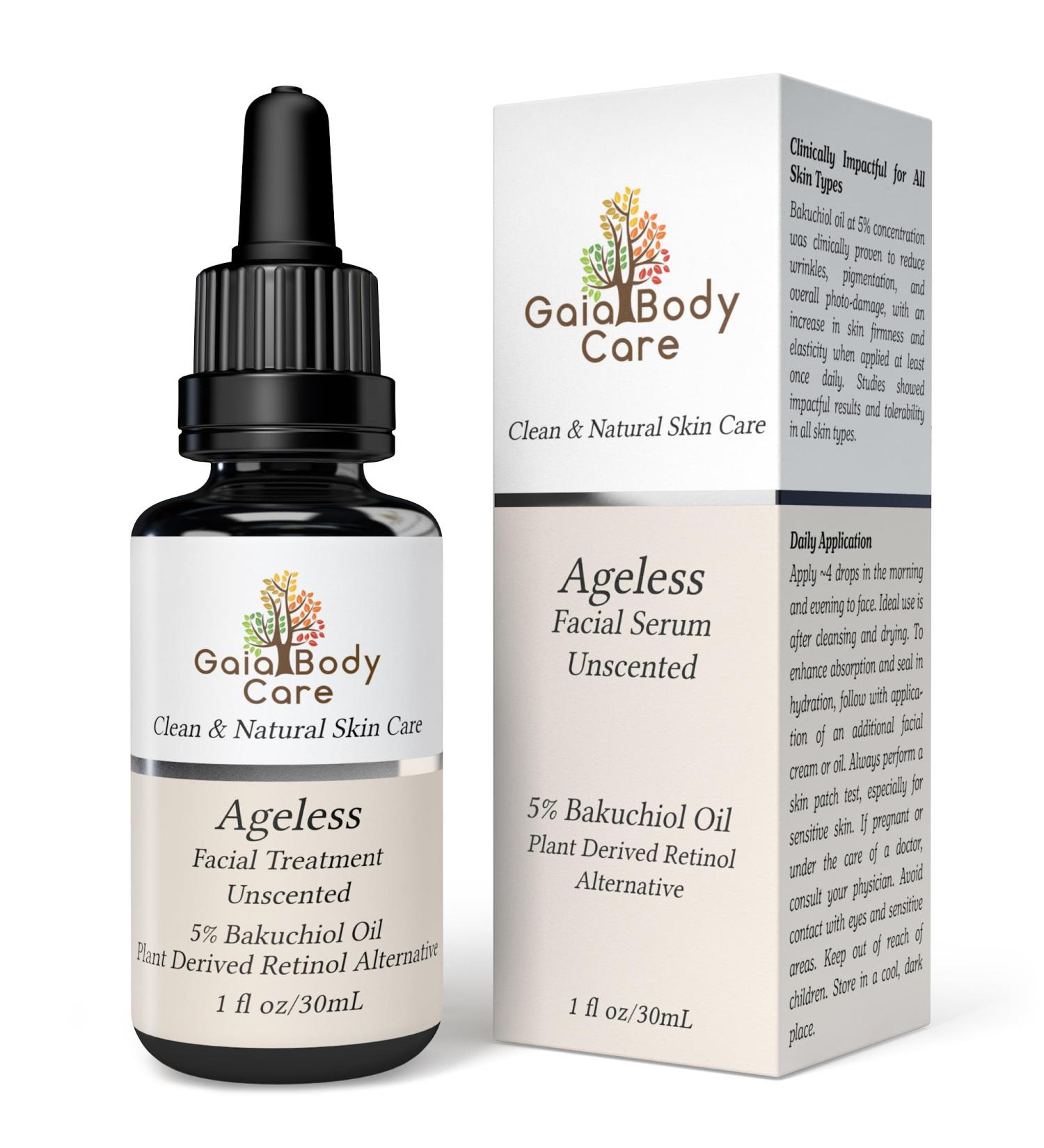 Gaia Body Care 5% Bakuchiol Oil Organic - Anti Aging Anti Wrinkle Reduces Fine Lines Smooths Skin Hydrates - Botanical Vegan - Natural Retinol Alternative Facial Oil (1oz Unscented) Unscented 1 Fl Oz (Pack of 1) - Buy Online on GoSupps.com