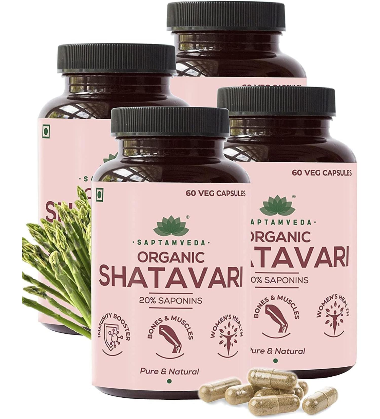 Premium Shatavar 240 Capsules (60 * 4) (Pack of 4) 500 MG Each with Extract | Women Wellness Capsules | Hormonal Balance | Good for PCOD/PCOS | Restore Stamina and Energy - Buy Online on GoSupps.com
