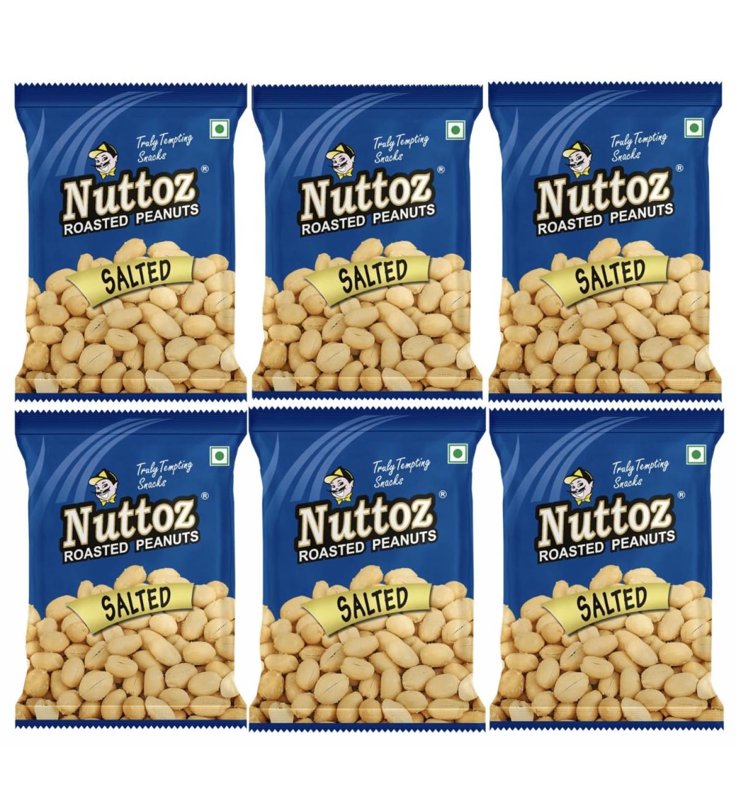 Nuttoz Roasted Salted Peanuts 160g (Pack of 6) - Buy Online on GoSupps.com