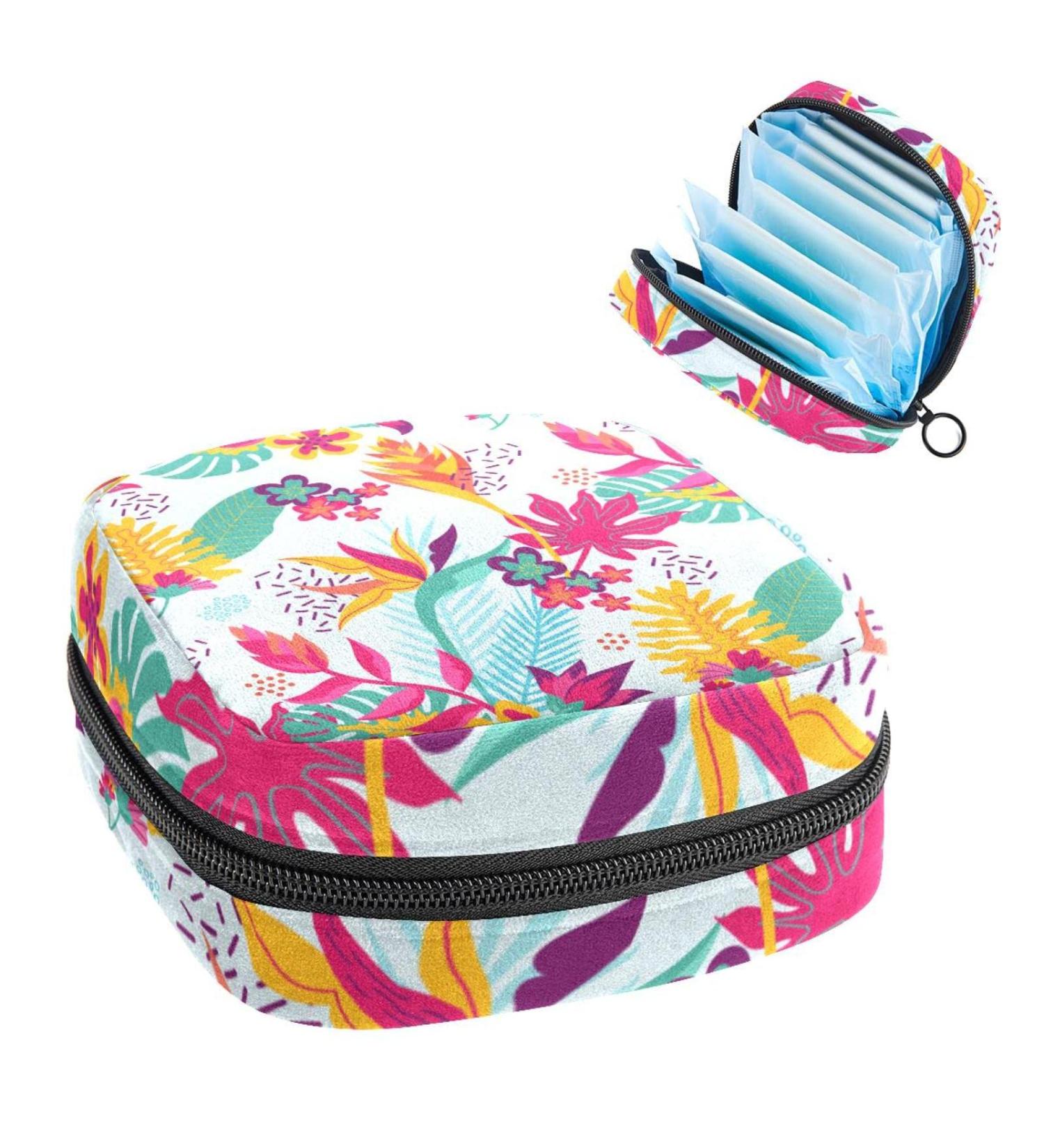 Exotic Floral Sanitary Napkin Storage Bag - Portable Period Pouch for Women and Girls - Multi-colored - Buy Online on GoSupps.com