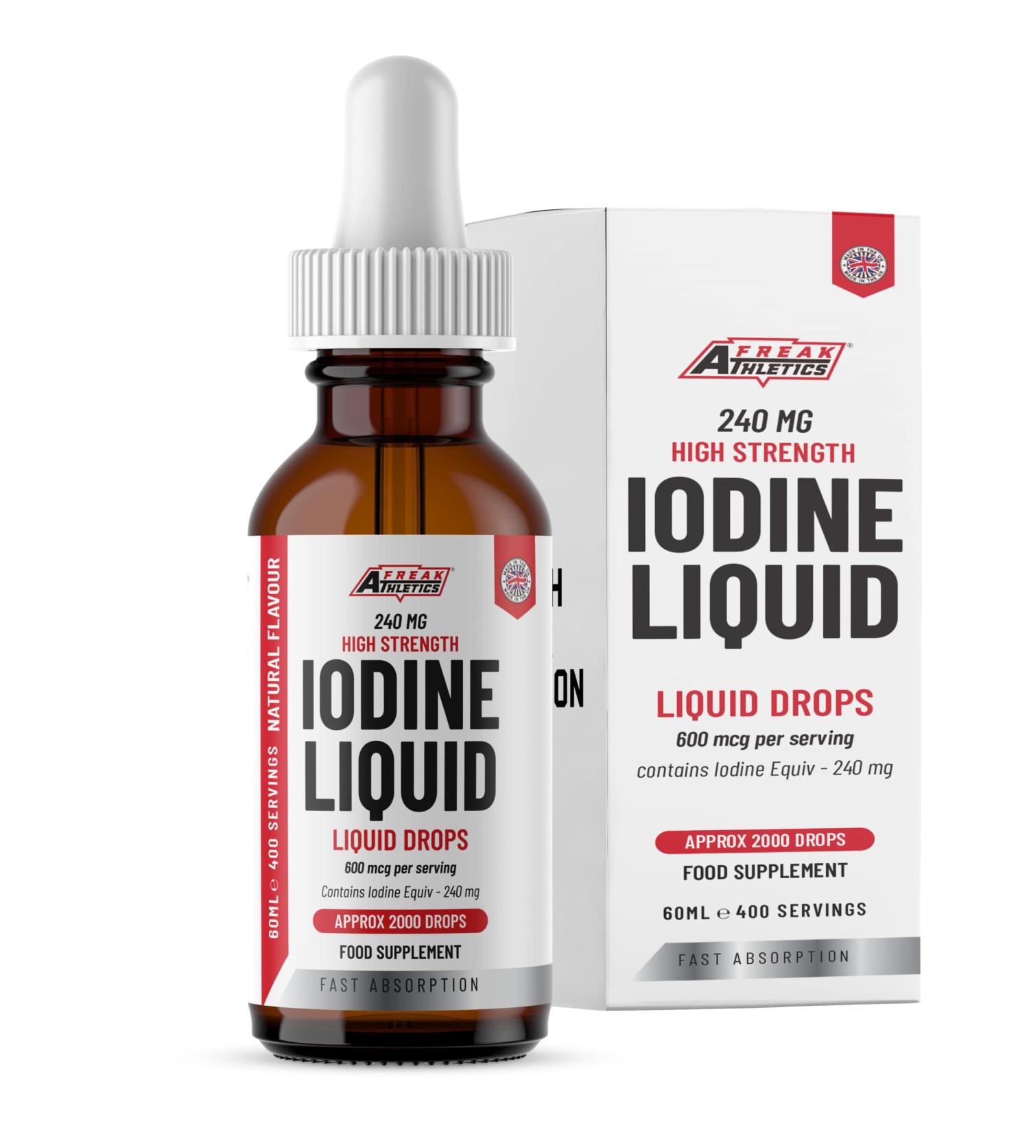 Iodine Liquid Drops 600mcg Vegan Formula | 400 Servings | 240,000mcg per 60ml | Fast Absorption | UK Made - Buy Online on GoSupps.com