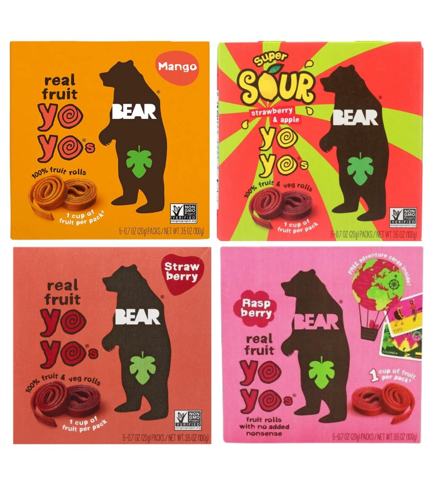 Bear Real Fruit Yoyos Variety Pack (4 Pack) - Sanisco Packaging - Healthy Snack Option - Buy Online on GoSupps.com