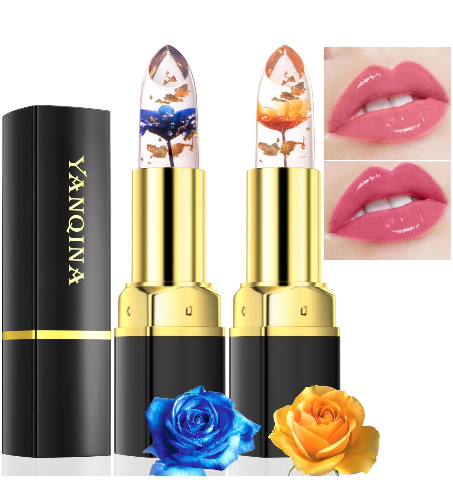 Buy Jeffbaubl YANQINA Flower Jelly Lipstick - Color Changing Long Lasting Moisturizing Lip Balm with Crystal Flower - Perfect Gift for Women & Girls - Buy Online on GoSupps.com