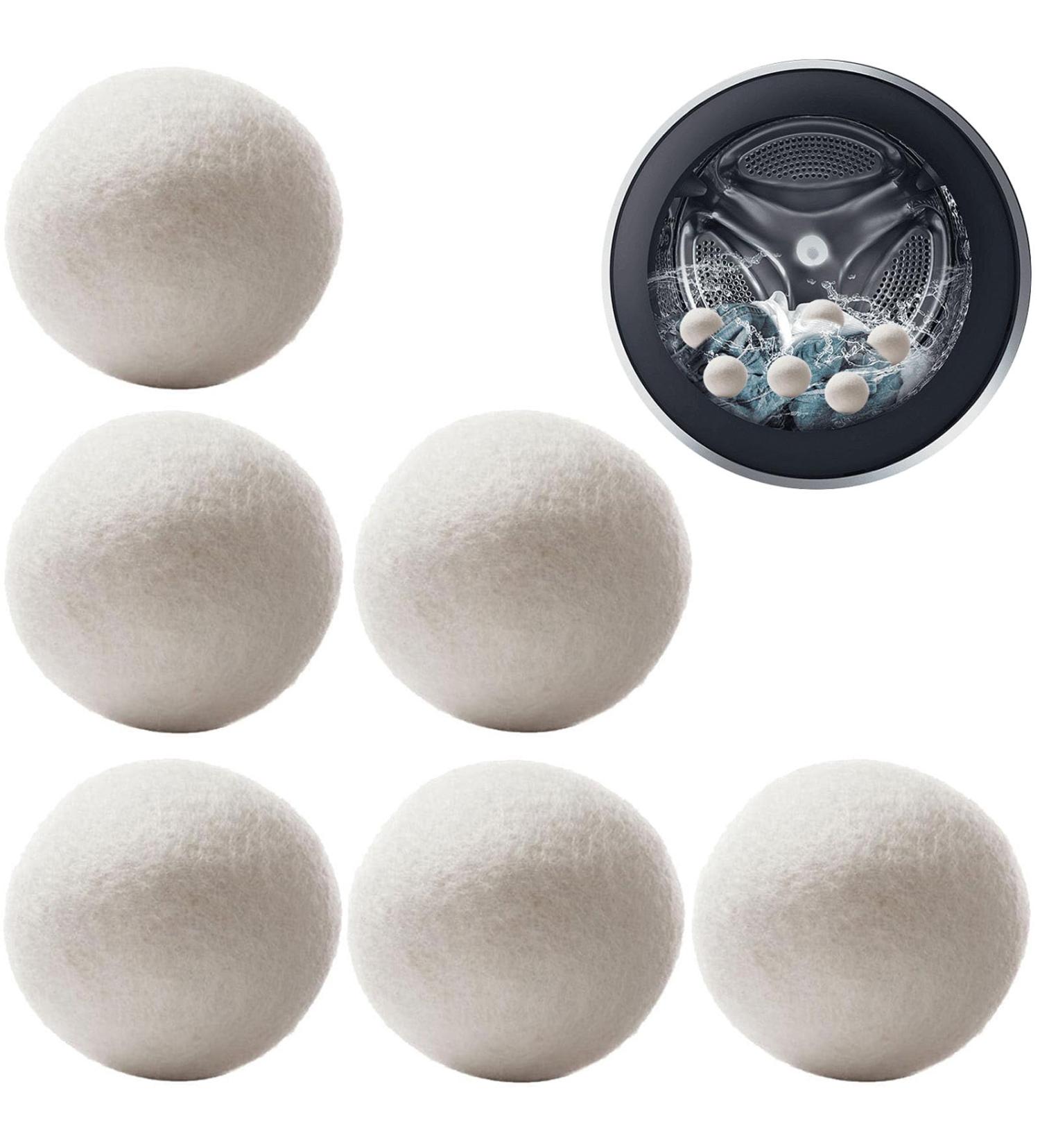 Natural Wool Dryer Balls - 6 Eco-Friendly Felt Balls for Tumble Dryers | Reduce Drying Time & Softens Clothes - Buy Online on GoSupps.com
