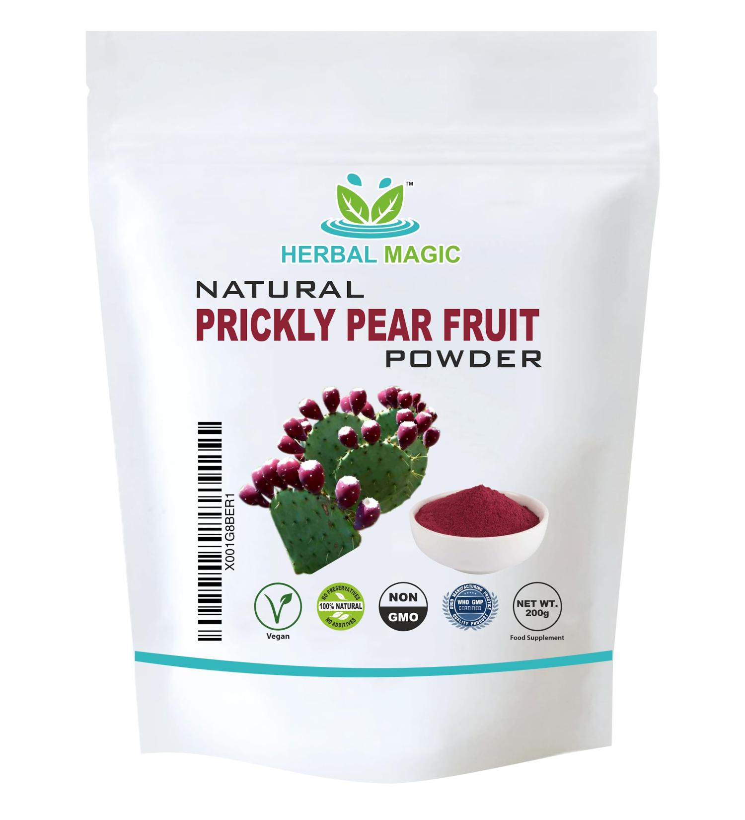 Herbal Magic Prickly Pear Fruit Powder - Nopal Cactus 200g - Pure & Natural Blend for Vibrant Smoothies, Skin & Hair Care - Family of Beetroots & Dragon Fruit - Free from Fillers & Preservatives - Buy Online on GoSupps.com